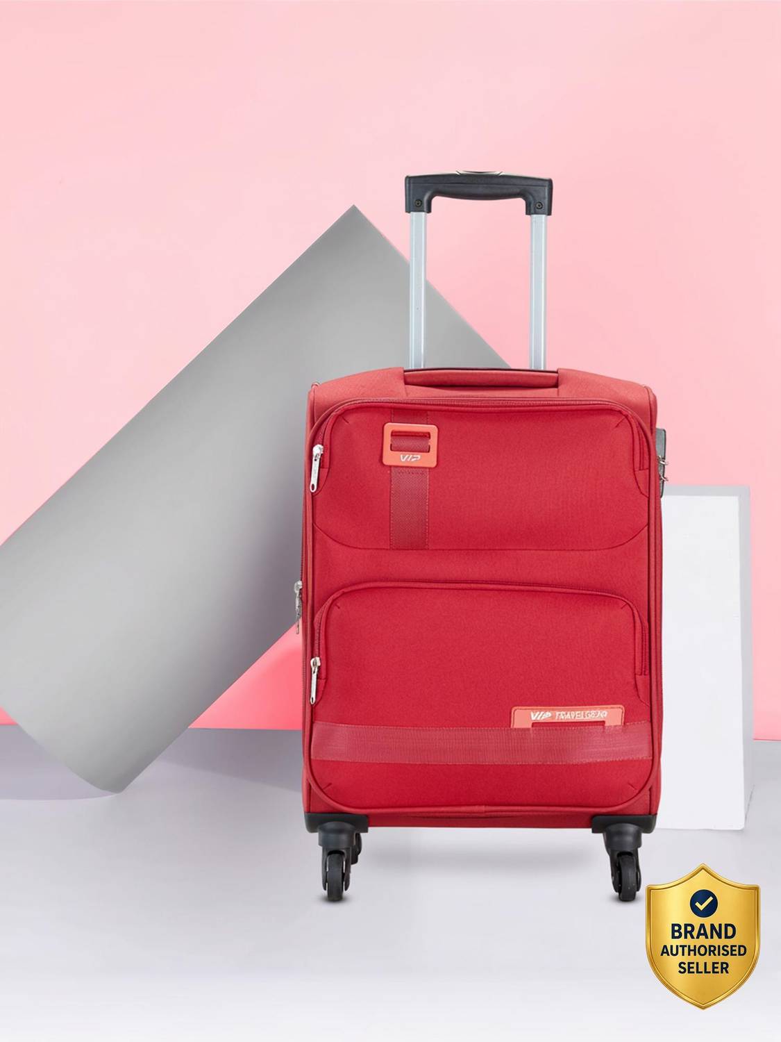 VIP Domina Durable Polyester Soft sided Cabin size trolley with 45L duffle Expandable  Cabin Suitcase 4 Wheels - 22 Inch