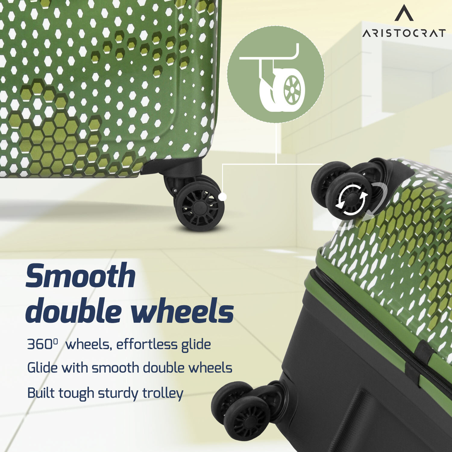 Image of ARISTOCRAT Combat Set of 3 Trolley Bag 53.5,63.5 & 73.2cm | Hard Luggage | Combination Lock Cabin & Check-in Set 8 Wheels - 29 Inch