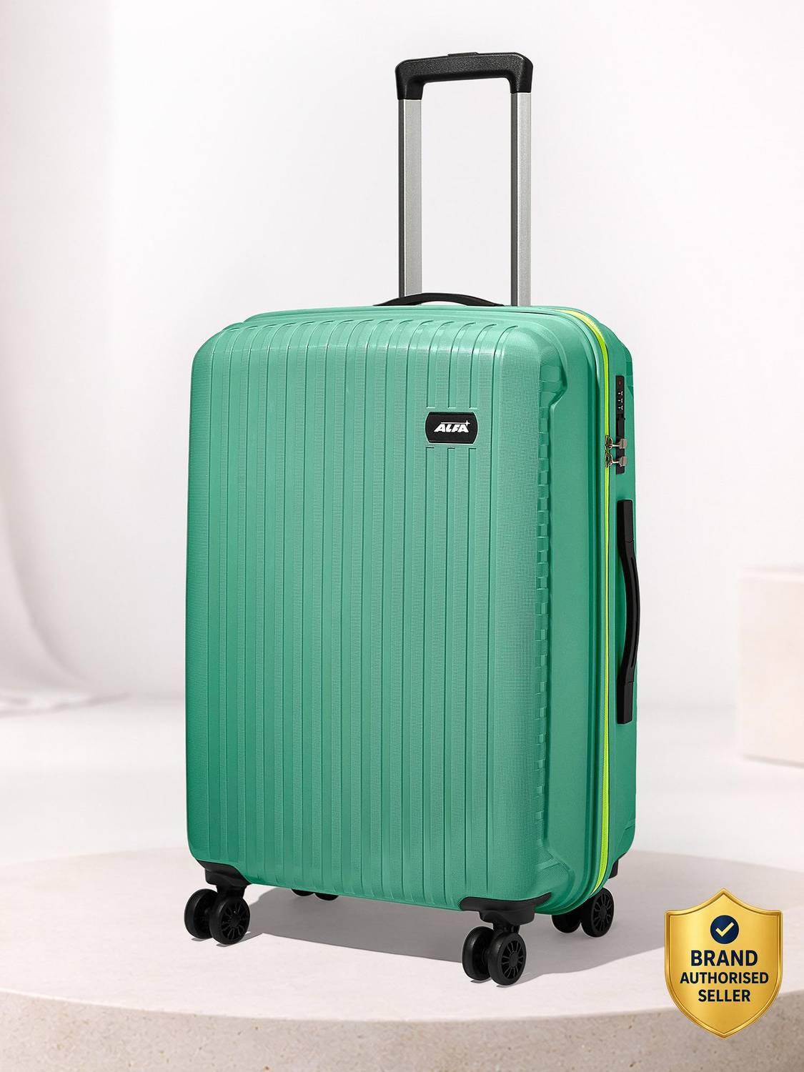 ALFA by VIP Excel Secure Hard Side Luggage | Trolley Bag With Flushed Combination Lock Check-in Suitcase 8 Wheels - 26 Inch