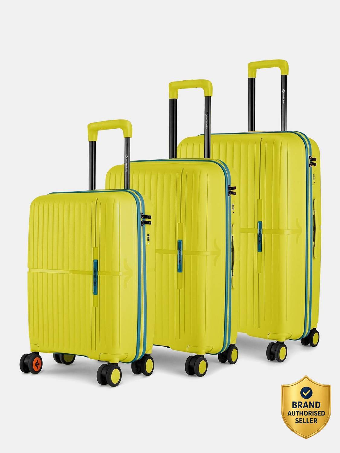 NASHER MILES Springfield HardSide Polypropylene Luggage 3 Green TrolleyBag(55,65&75cm) Cabin & Check-in Set 8 Wheels - 28 inch