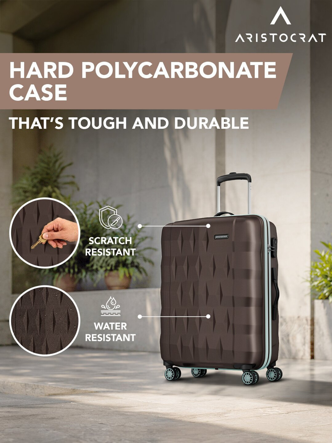 Image of ARISTOCRAT Comet of 2 Trolley Bag | S+M | Hard Luggage with Combination Lock Cabin & Check-in Set 8 Wheels - 26 Inch