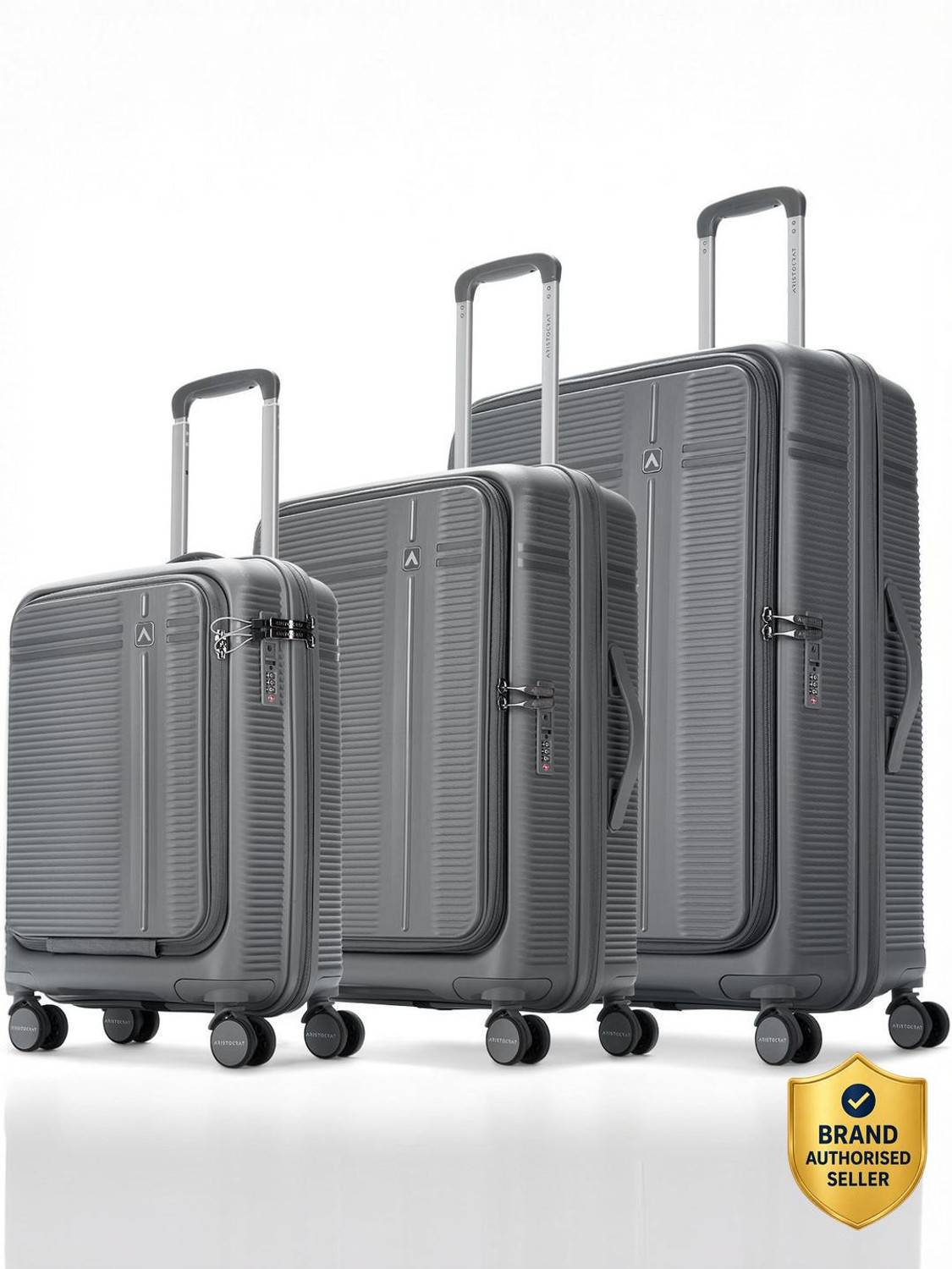 Image of ARISTOCRAT Solana Set of 3 Trolley Bag | Hard Luggage with Laptop Compartment & TSA Lock Cabin & Check-in Set 8 Wheels - 30 inch