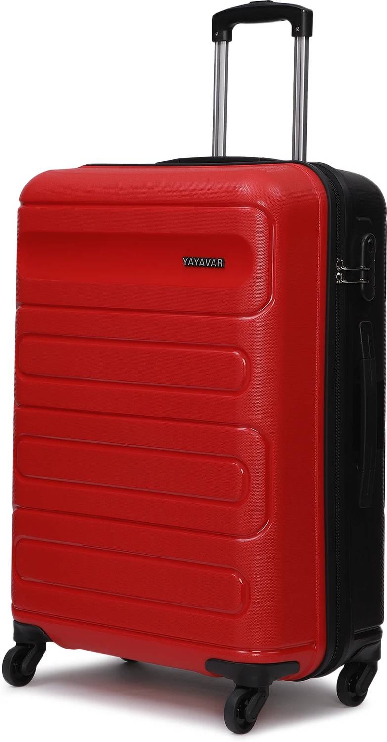 YAYAVAR TOKYO Check-in Suitcase 4 Wheels - 26 inch RED AND BLACK - Price in India | Flipkart.com