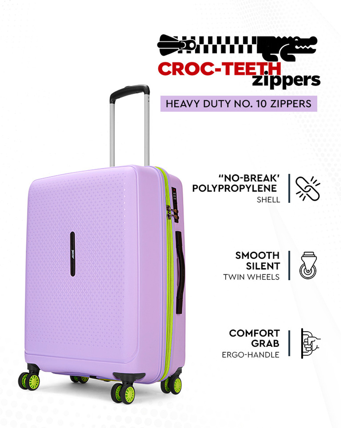 Image of ALFA Forge Tuff Check-in Trolley Bag | Large Hard Luggage with Combination Lock Check-in Suitcase 8 Wheels - 30 Inch