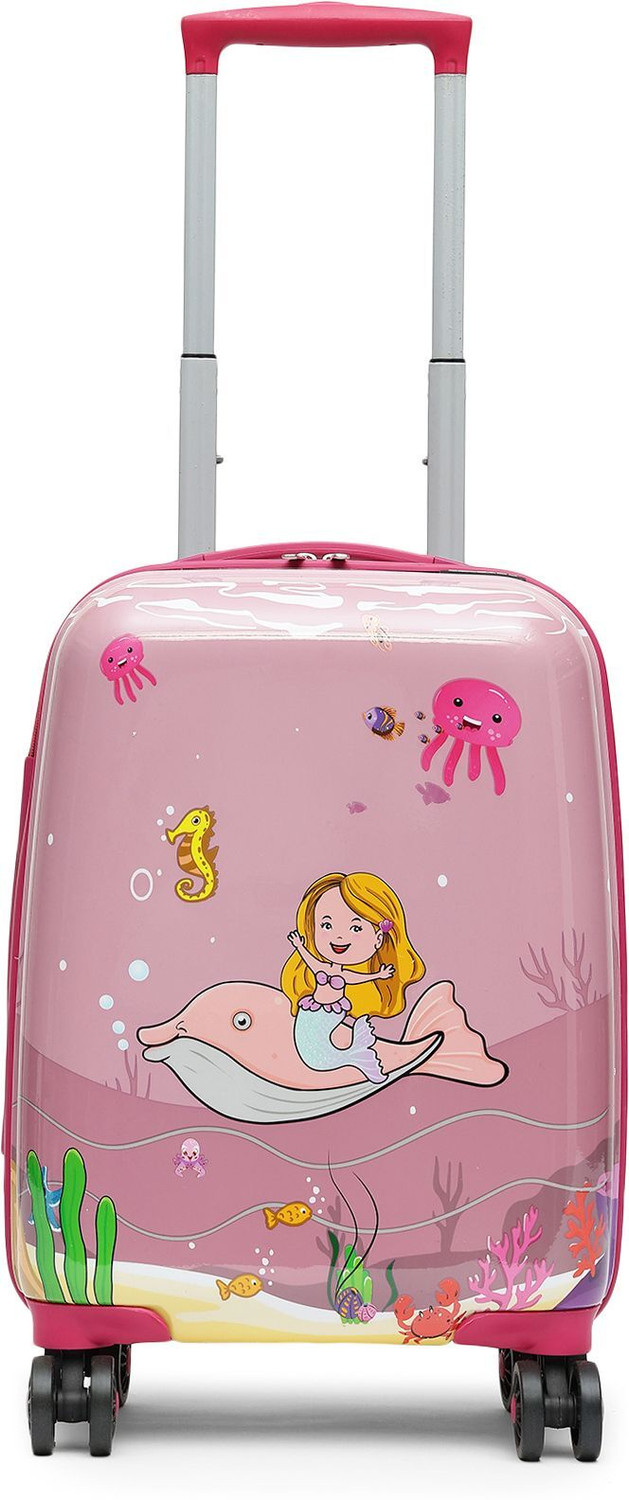 Image of YAYAVAR MERMAID PRINCESS OFFICIAL MERCHANDISE KIDS TROLLEY 5 Year International Warranty Cabin Suitcase 8 Wheels - 20 inch