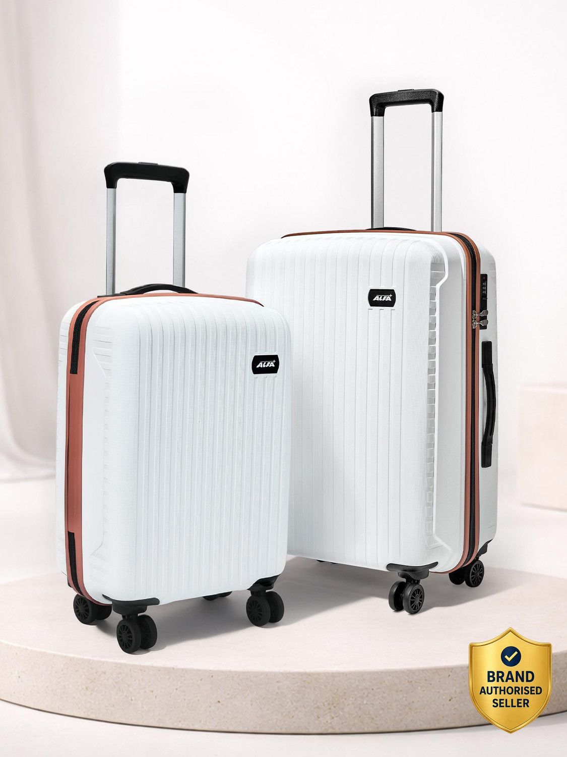Image of ALFA by VIP Excel Secure Hard Side Luggage | Trolley Bag With Flushed Combination Lock Cabin & Check-in Set 8 Wheels - 26 Inch