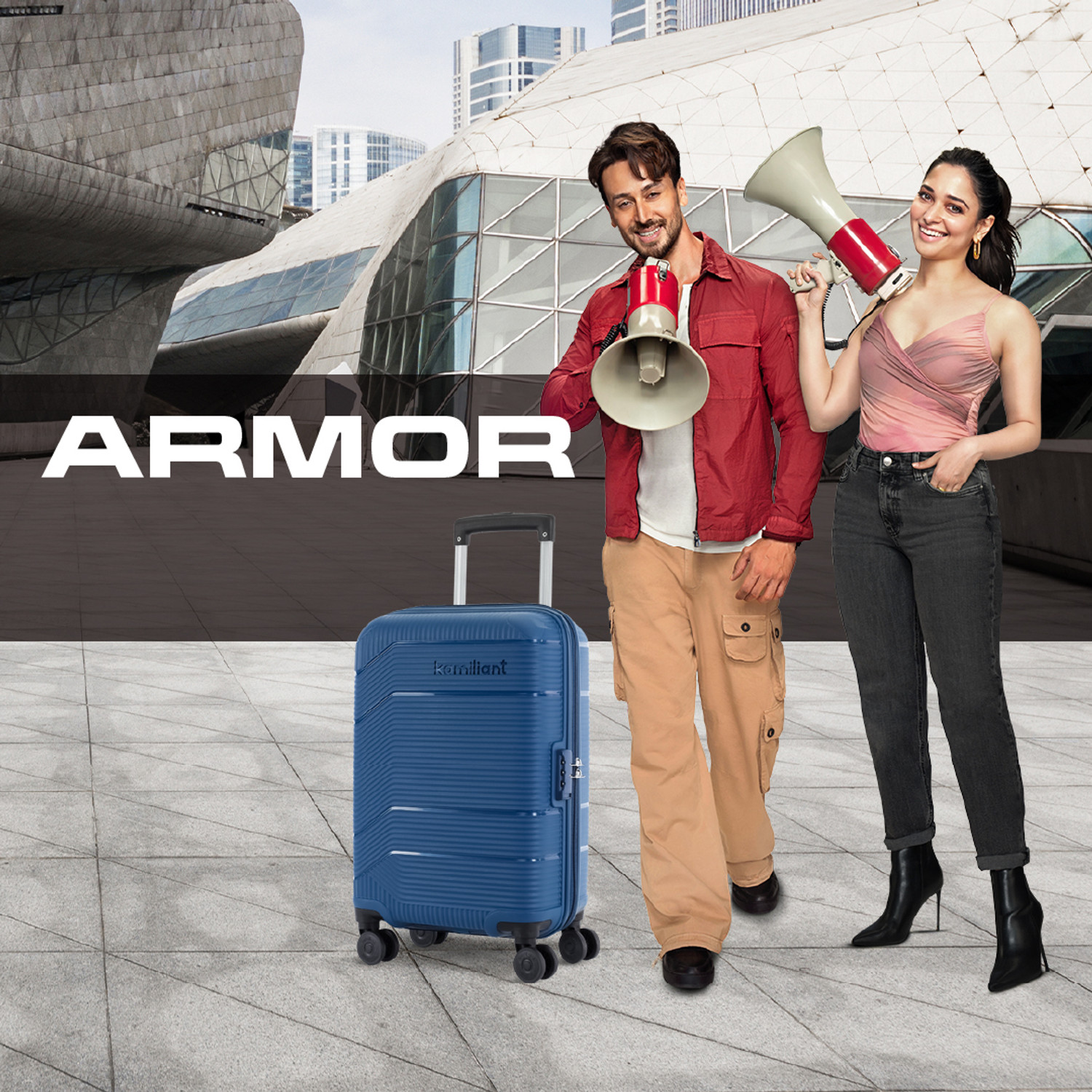 Image of KAMILIANT by American Tourister ARMOR Cabin Suitcase 8 Wheels - 21 inches