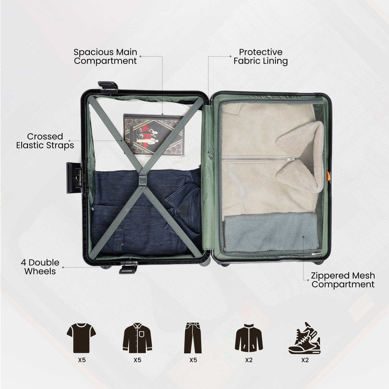 SECURITECH STONE Check-in Suitcase 30 Inch 8 Wheels Beige - Image 4