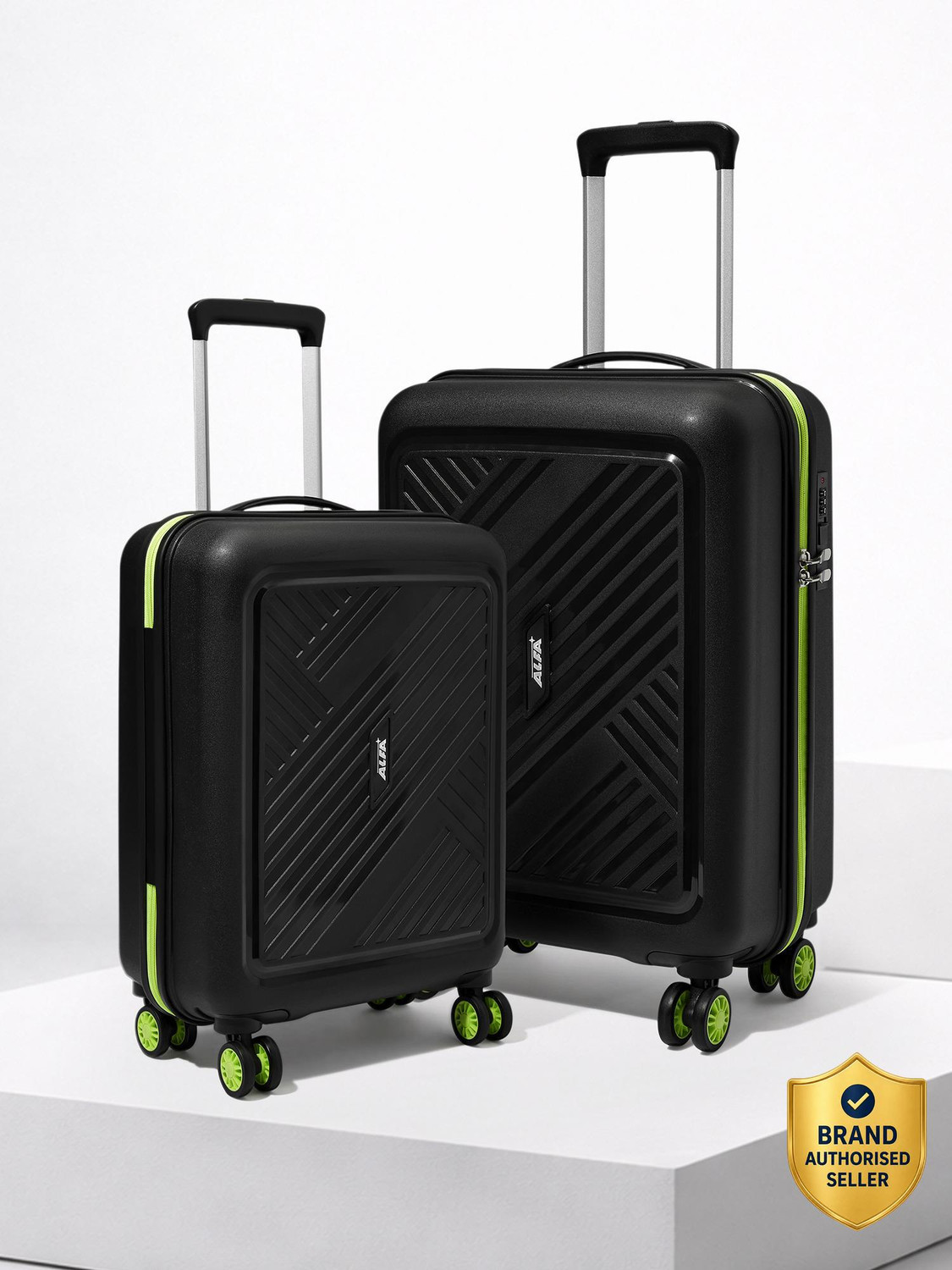 Image of ALFA by VIP Rhino Strong Hard Side Luggage | Trolley Bag With Flushed Combination Lock Cabin & Check-in Set 8 Wheels - 26 Inch