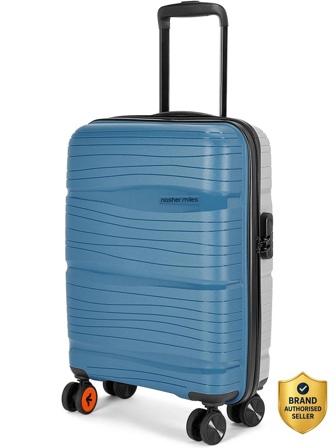 NASHER MILES Nicobar Hard-Sided Polypropylene Cabin Luggage Blue and Grey 20 inch |55cm Trolley Bag Cabin Suitcase 8 Wheels - 20 inch