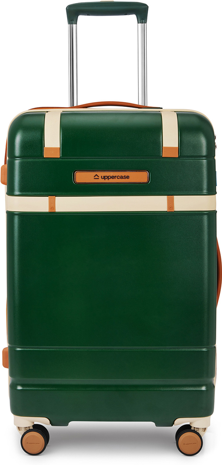 Image of Uppercase Chester Medium Court Green Hard Luggage with Organized Interior & Dual Wheels Expandable Check-in Suitcase 8 Wheels - 26 inch