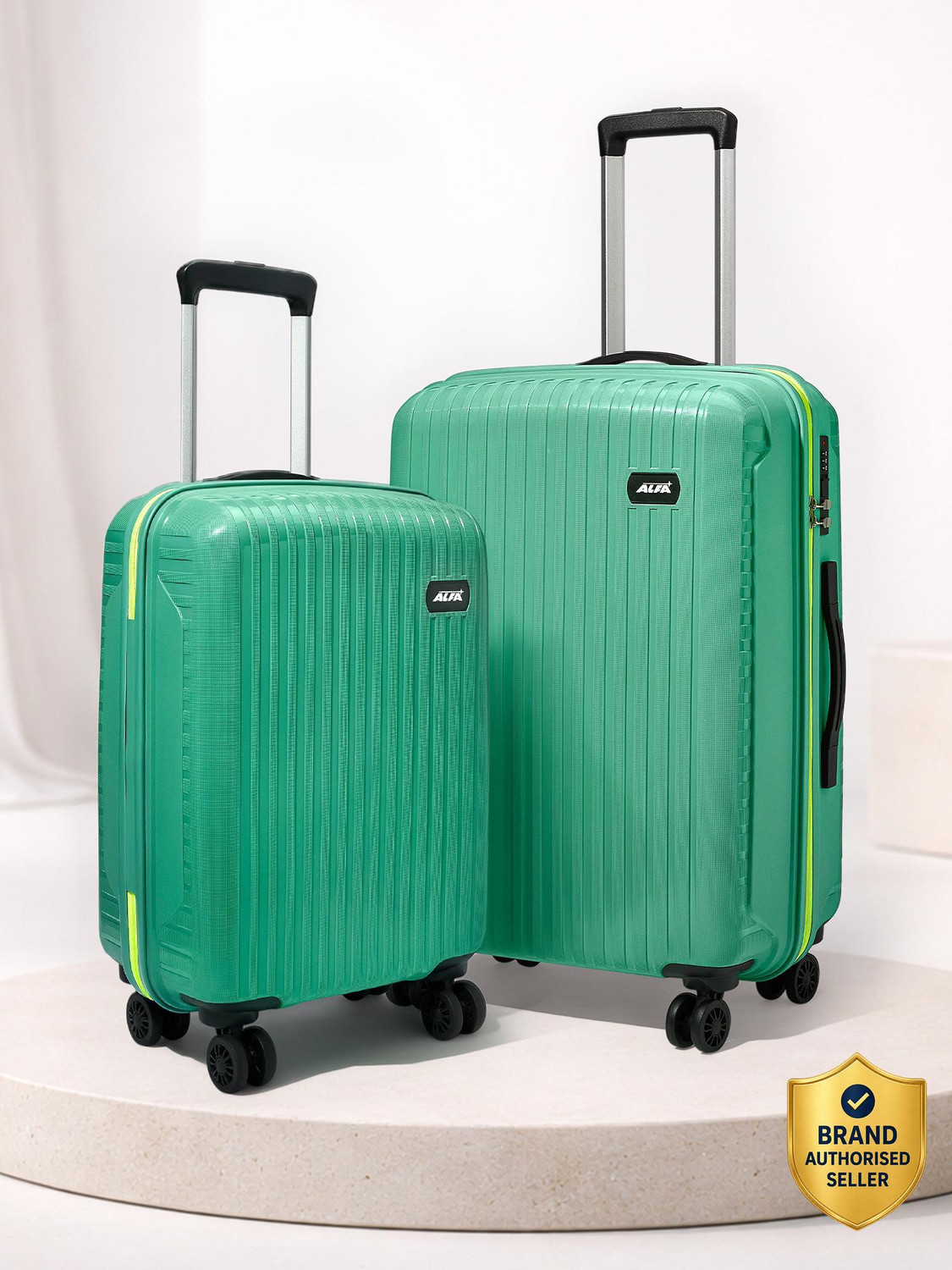 Image of ALFA by VIP Excel Secure Hard Side Luggage | Trolley Bag With Flushed Combination Lock Cabin & Check-in Set 8 Wheels - 26 Inch