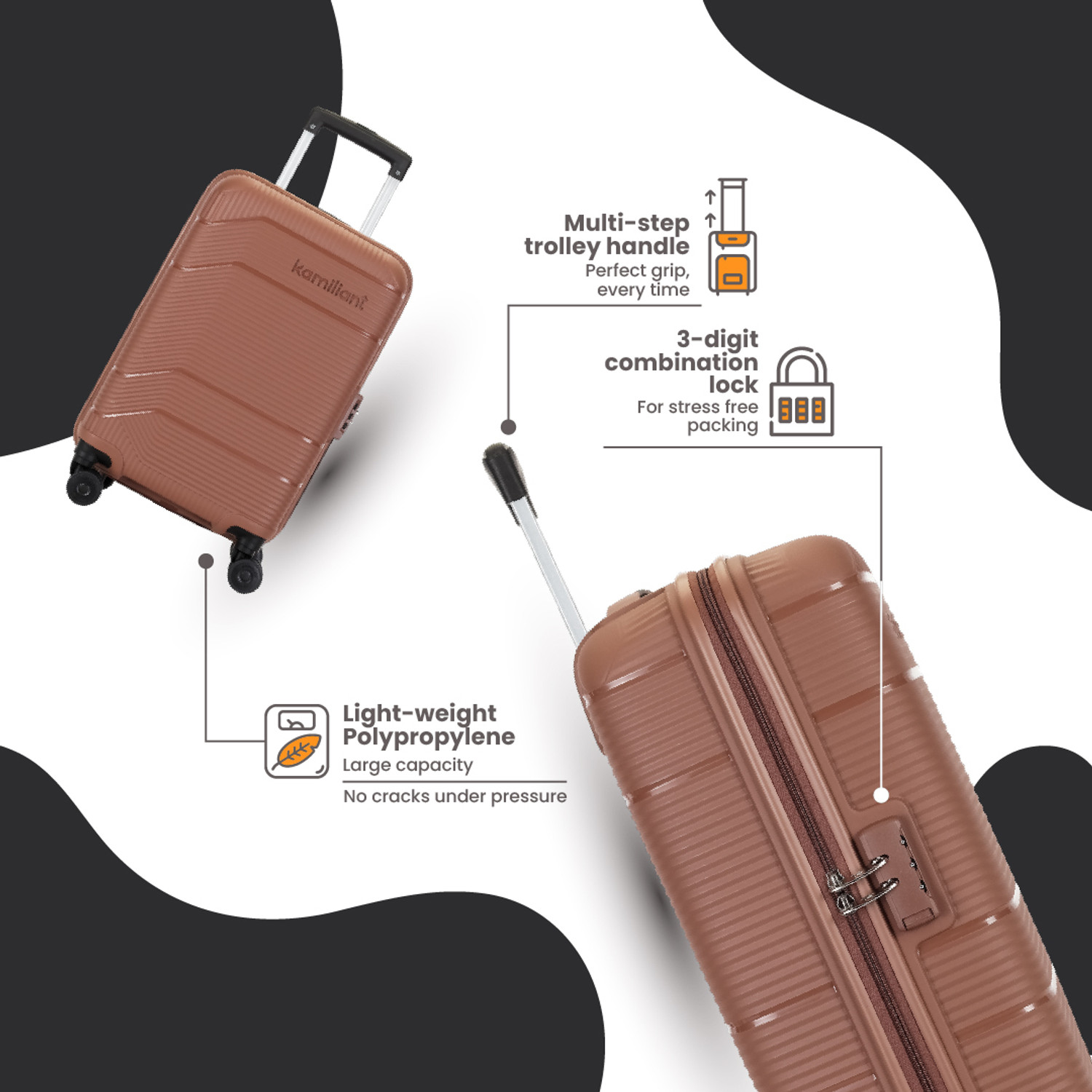Image of KAMILIANT by American Tourister ARMOR Cabin Suitcase 8 Wheels - 21 inches
