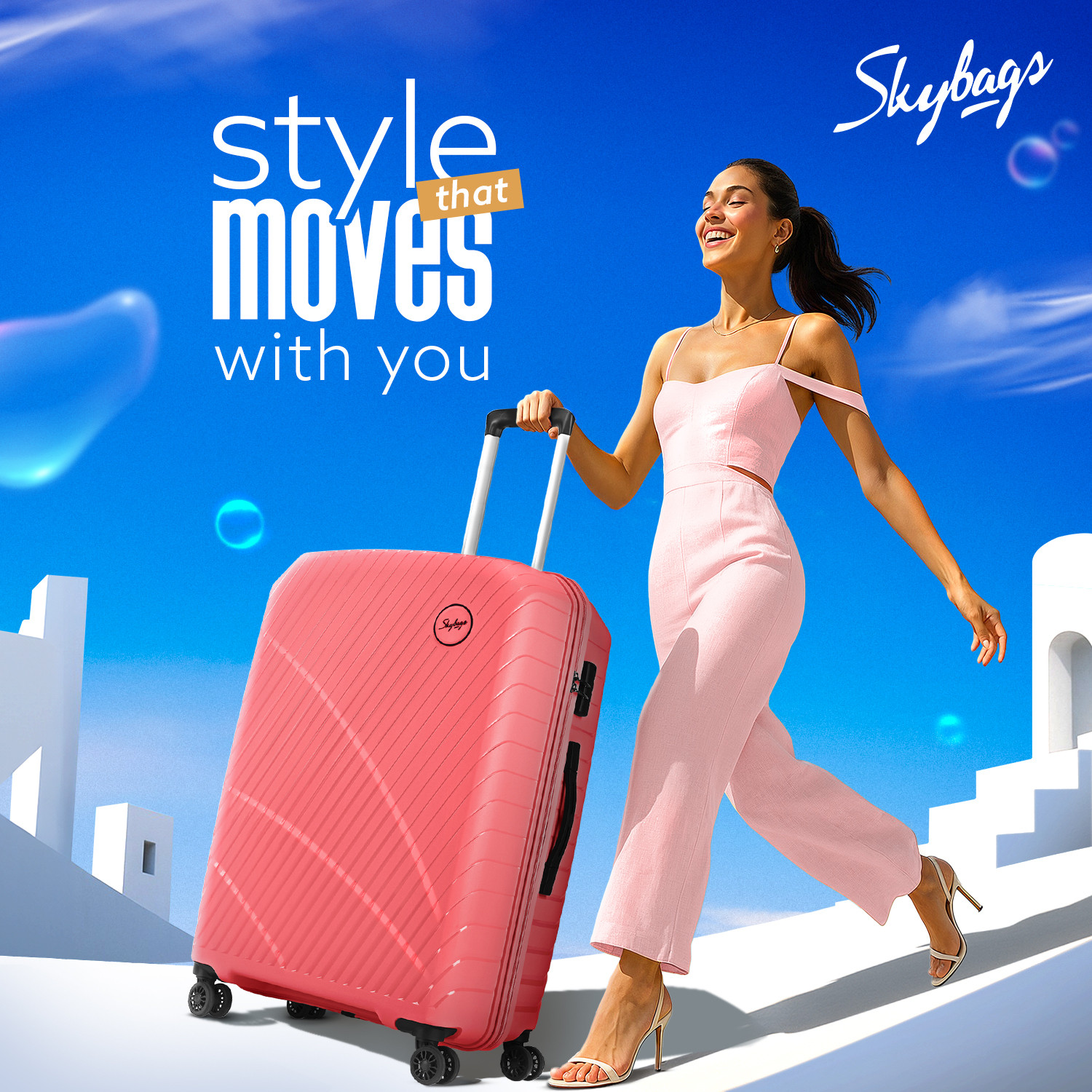 Image of SKYBAGS Streax Set of 3 Trolley Bag 55, 66 & 76cm | Hard Luggage | Combination Lock Cabin & Check-in Set 8 Wheels - 30 inch
