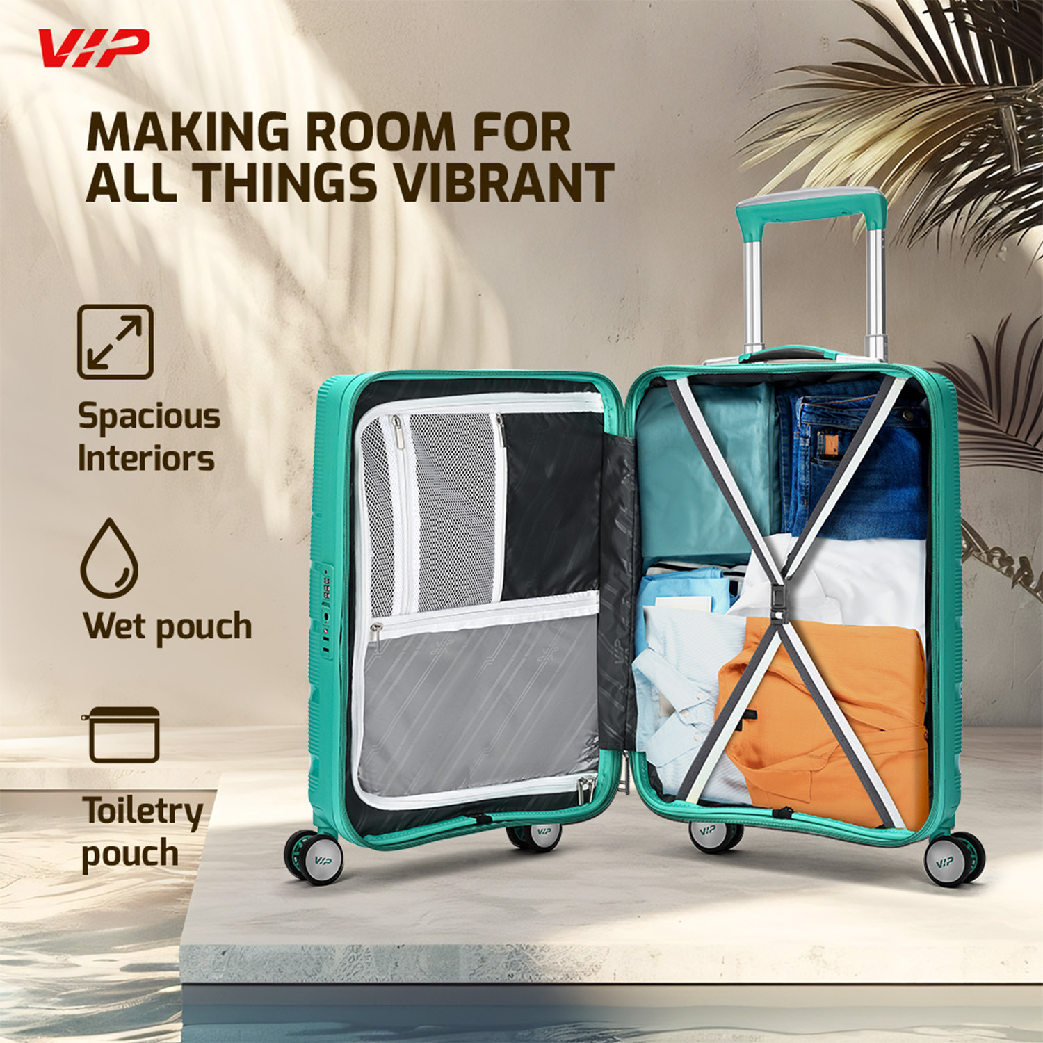 Image of VIP Lexus Cabin 360 - 55 cm Small 8 Wheels Trolley Bag | Hard Luggage (Atlantis) Cabin Suitcase 8 Wheels - 22 inch