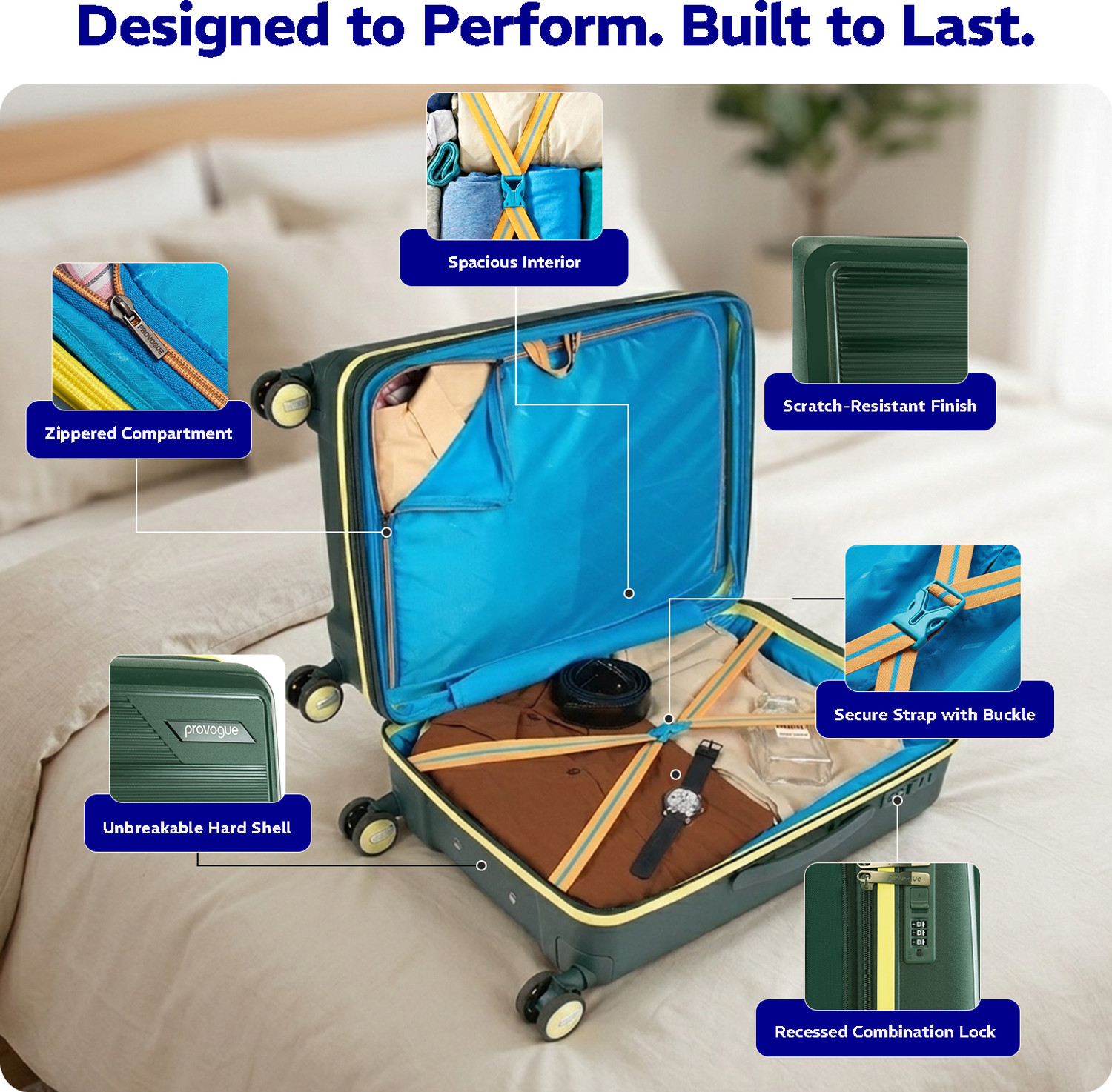 Image of PROVOGUE Spectrum 8W 75 Midnight Fern Green Trolley Bag Expandable Check-in Suitcase 8 Wheels - 30 inch