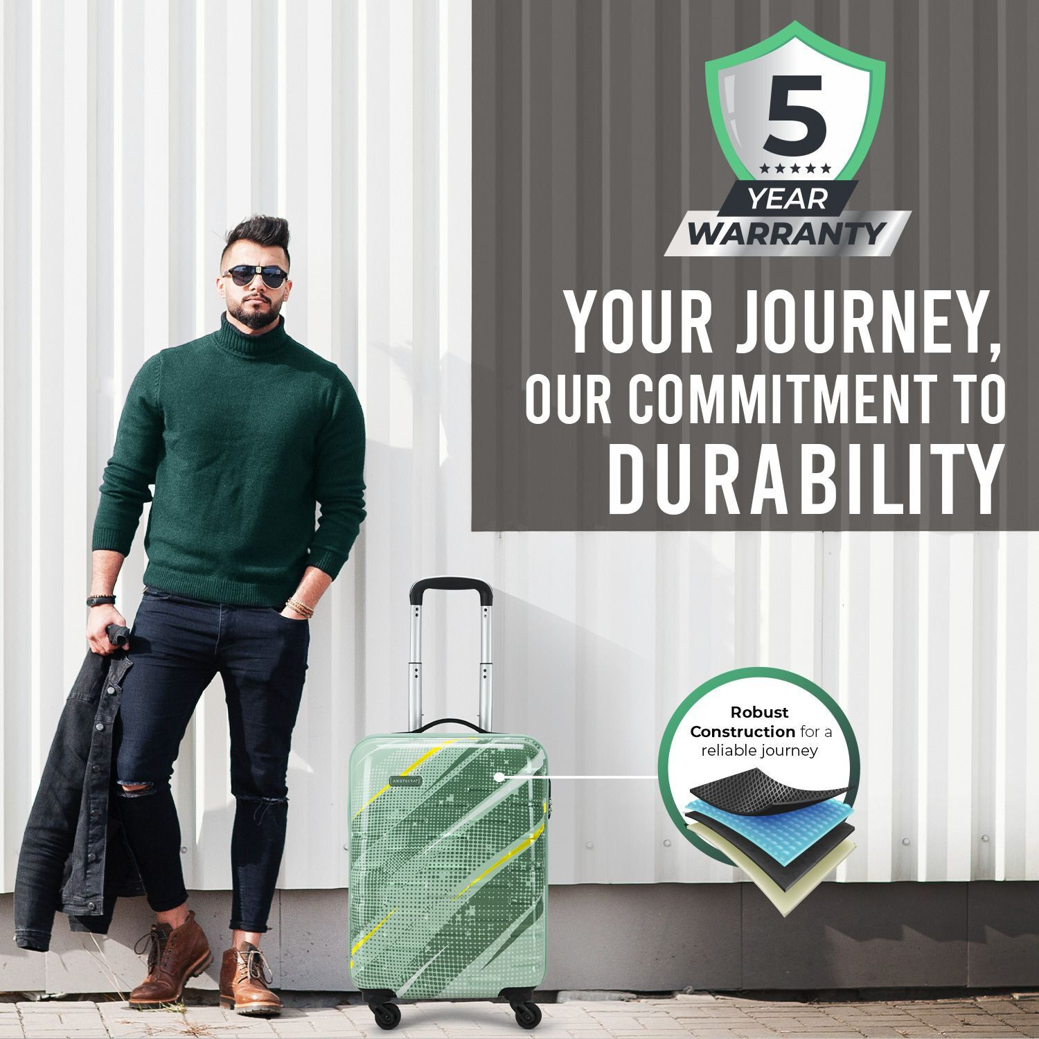 Image of ARISTOCRAT Radiance Cabin Trolley, 55cm, Small Hard Luggage| 4-Wheel Suitcase For Travel Cabin Suitcase 4 Wheels - 22 inch