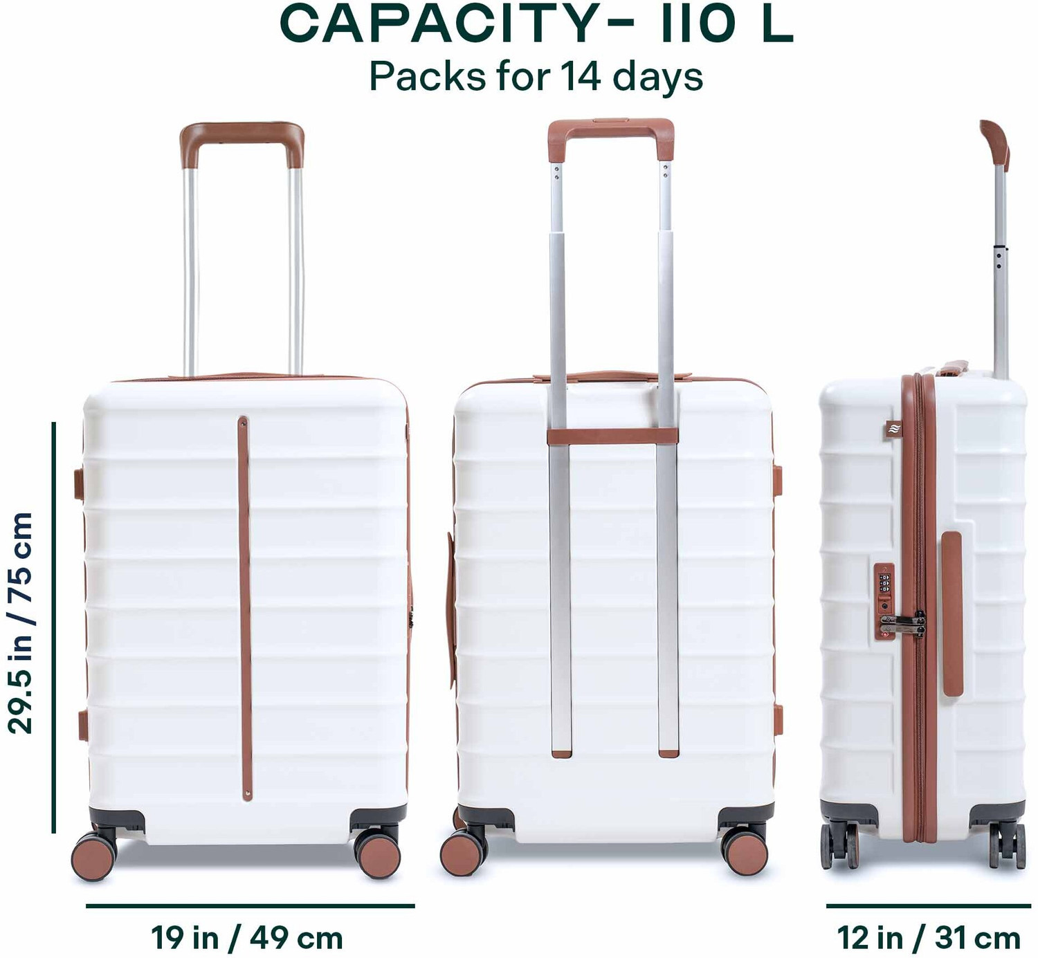 Image of Assembly Premium Luggage Trolley Bag with Keyless TSA Lock & Silent Spinner Wheels Check-in Suitcase 8 Wheels - 28 inch