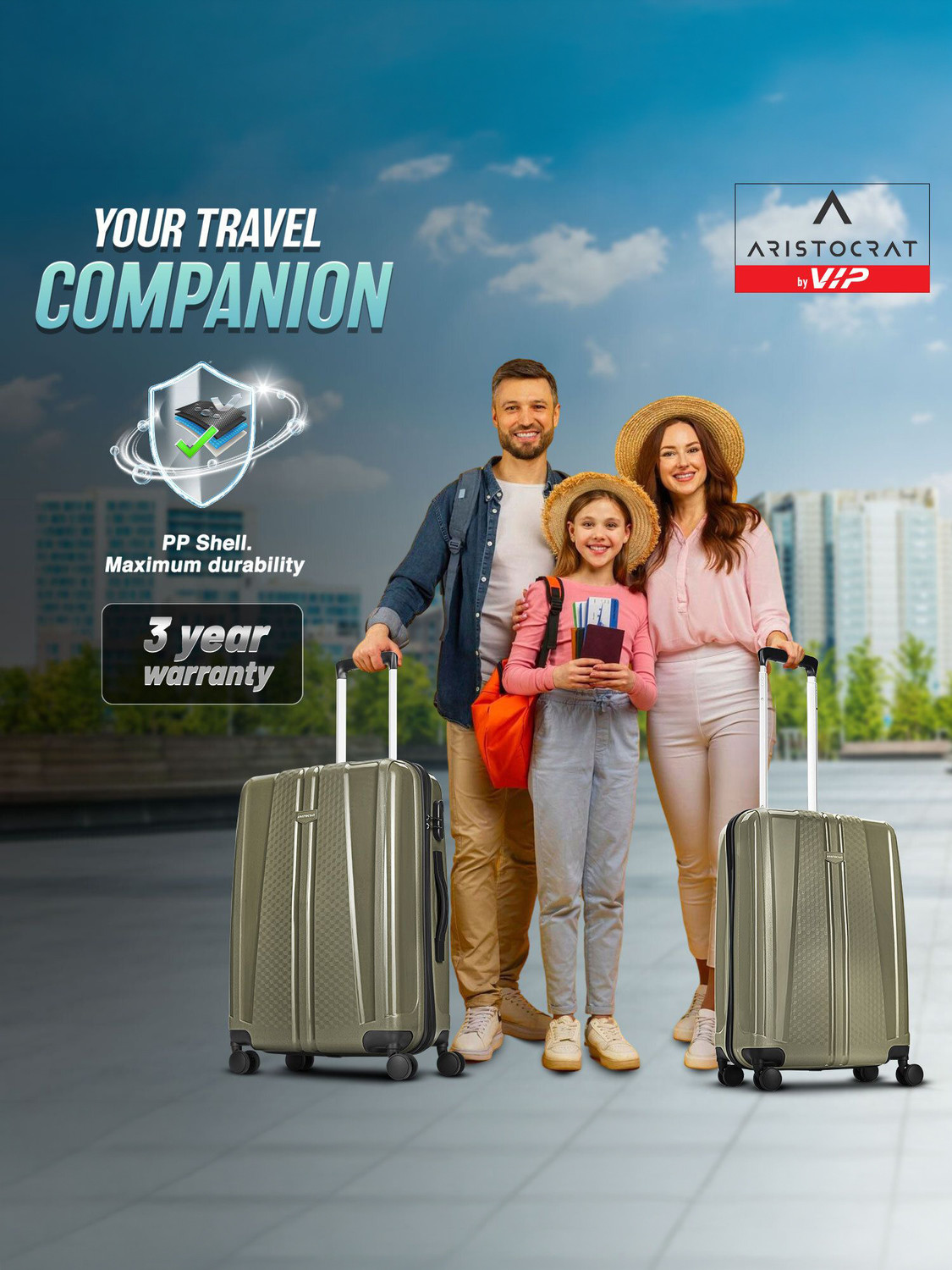 Image of ARISTOCRAT by VIP Invictus 2 (Small 55cm | Medium 65cm) - Trolley Bag Ivy Green Cabin & Check-in Set 8 Wheels - 26 Inch