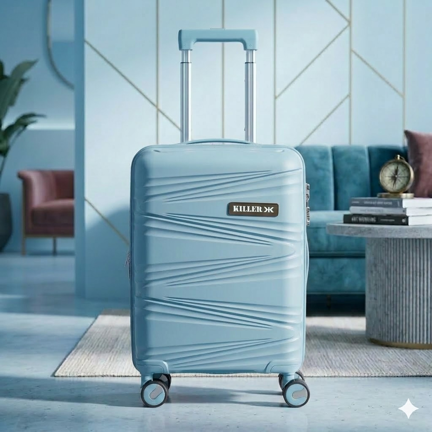 Image of KILLER Hard Sided Spinners, Expandable Travel & Luggage Bags Trolley Bag Expandable Cabin Suitcase 4 Wheels - 20 inch
