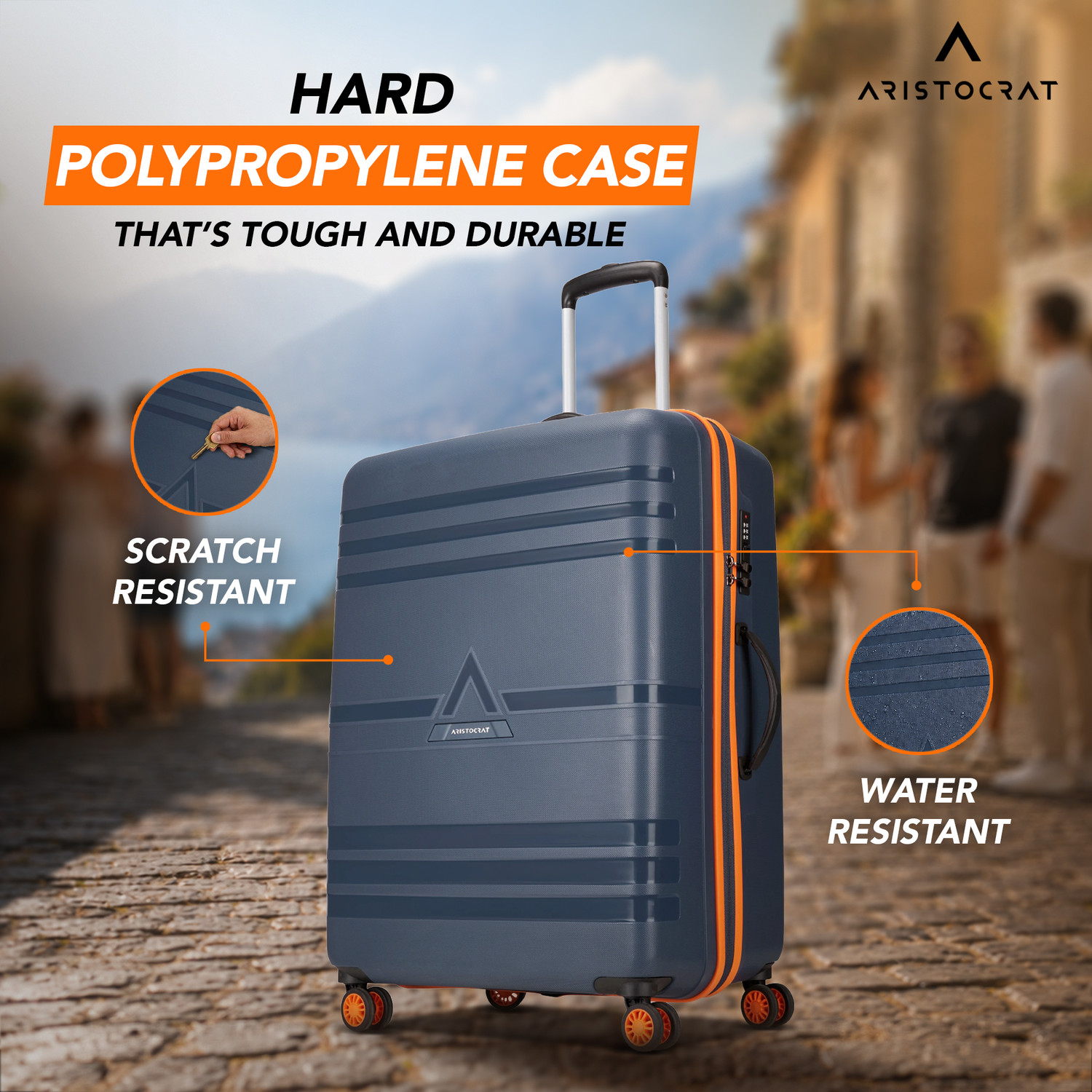 Image of ARISTOCRAT Airstop Max Hard Side Luggage | Trolley Bag With Flushed Combination Lock Check-in Suitcase 4 Wheels - 29 Inch