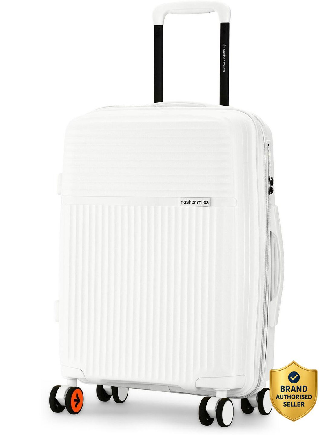 Image of NASHER MILES Expander Hardside Polypropylene Cabin White 55cm Trolley Bag Expandable Cabin Suitcase 8 Wheels - 20 inch