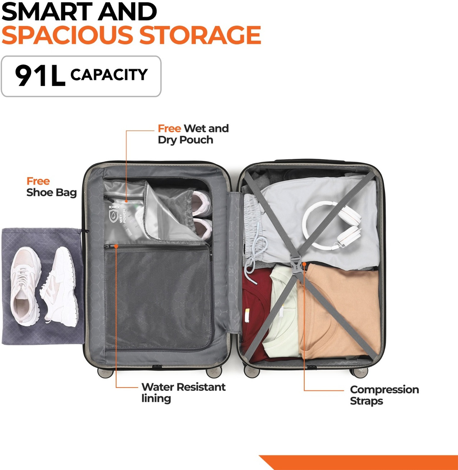 Image of HRX Force Check-in Suitcase 8 Wheels - 31 inch