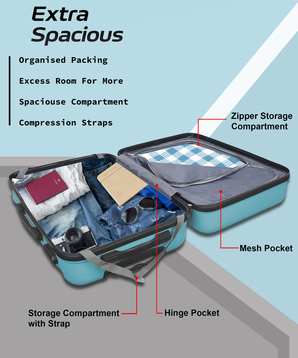 Image of Scape Small Cabin Suitcase (57 cm) 8 Wheels - Blends kinetic movement with a professional, ideal for all type travelers. - Teal