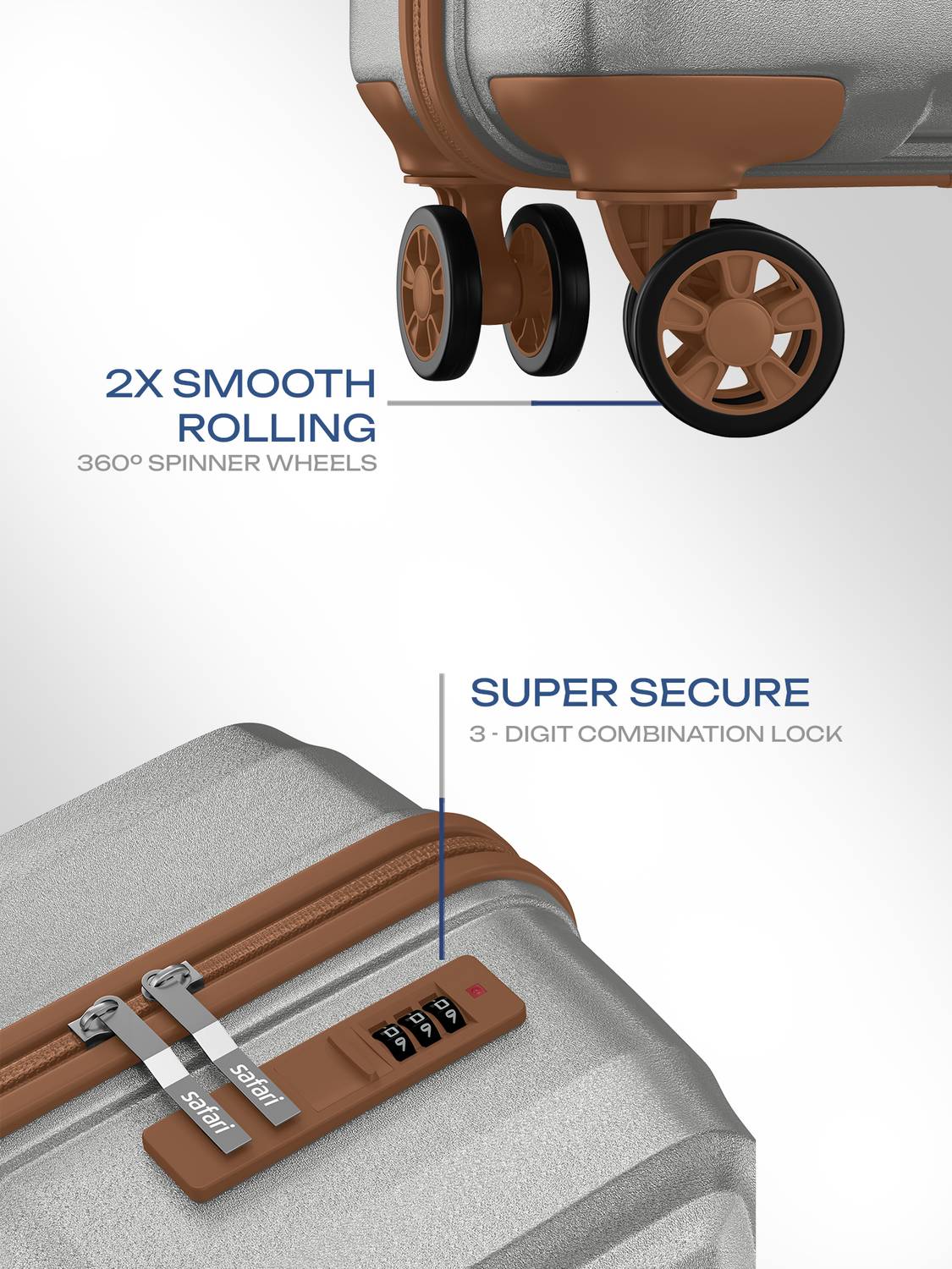 SAFARI Auris 26 inch 8 Wheel Suitcase Silver - Image 4
