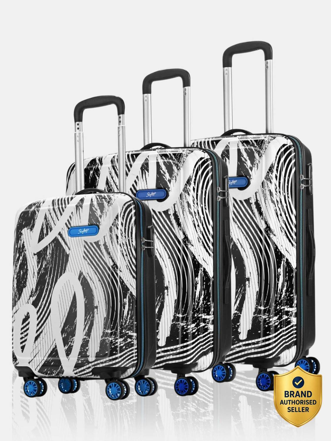 SKYBAGS Stroke 3P 3 (Small 55cm | Medium 67cm | Large 77cm) - Trolley Bag Cabin & Check-in Set 8 Wheels - 31 Inch