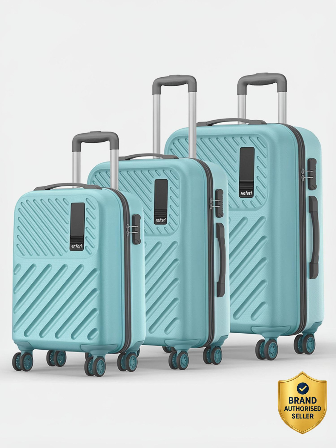 Image of SAFARI Hard Body Set of 3 Luggage 8 Wheels - ZODIAC of 3 (Small 56cm | Medium 66cm | Large 76cm) 4W - Teal