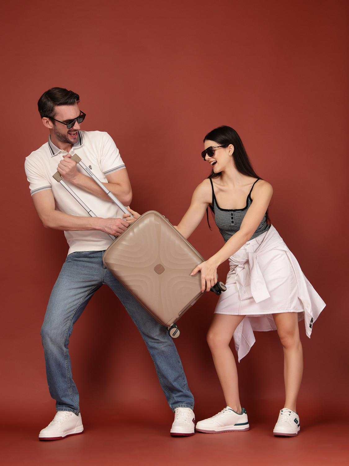 Image of Red Tape Small Cabin Suitcase (54 cm) 8 Wheels - Unisex 40L Khaki Polycarbonate Hard Small Cabin-in Trolley Bag (54 cm) - Khaki