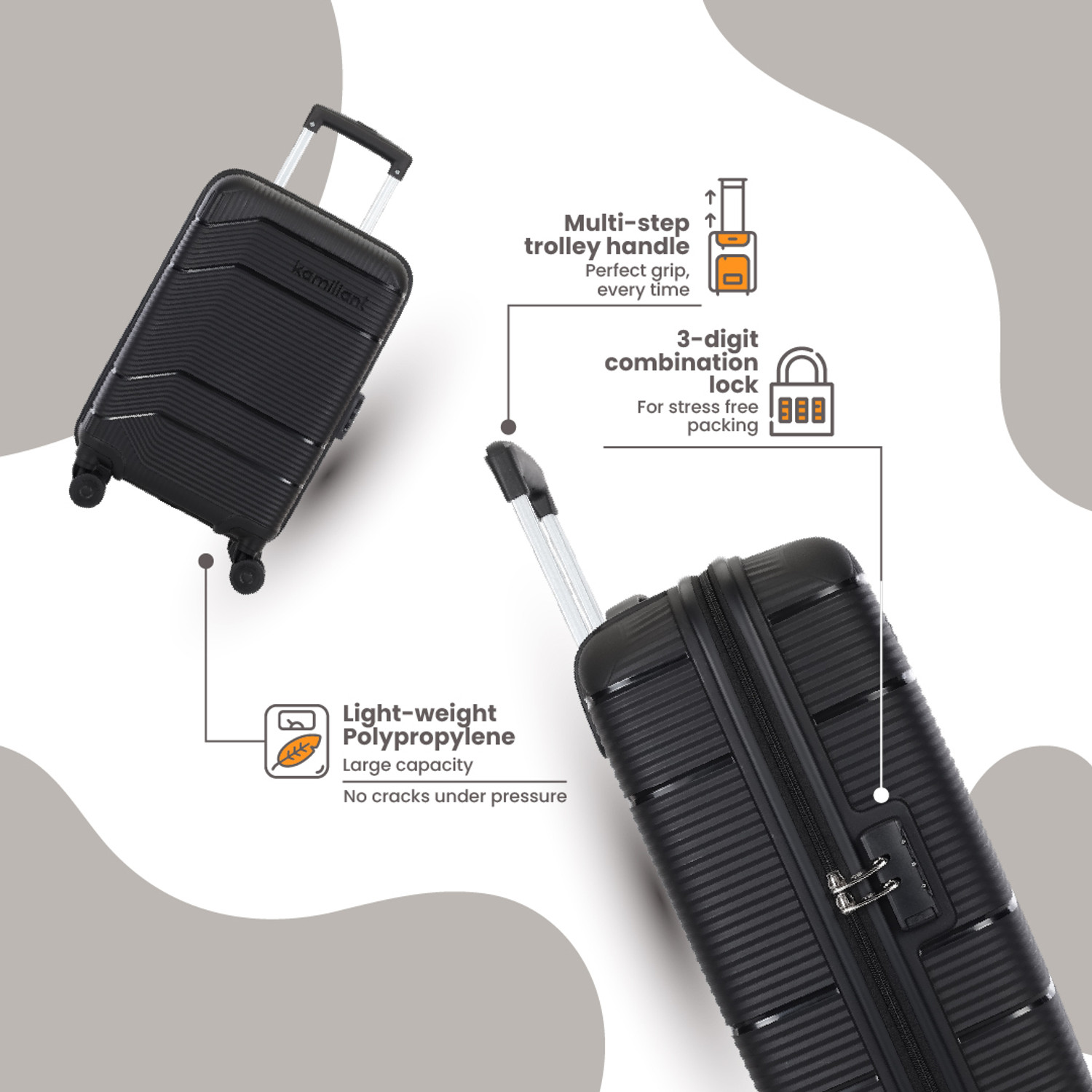 Image of KAMILIANT by American Tourister ARMOR Cabin Suitcase 8 Wheels - 21 inches