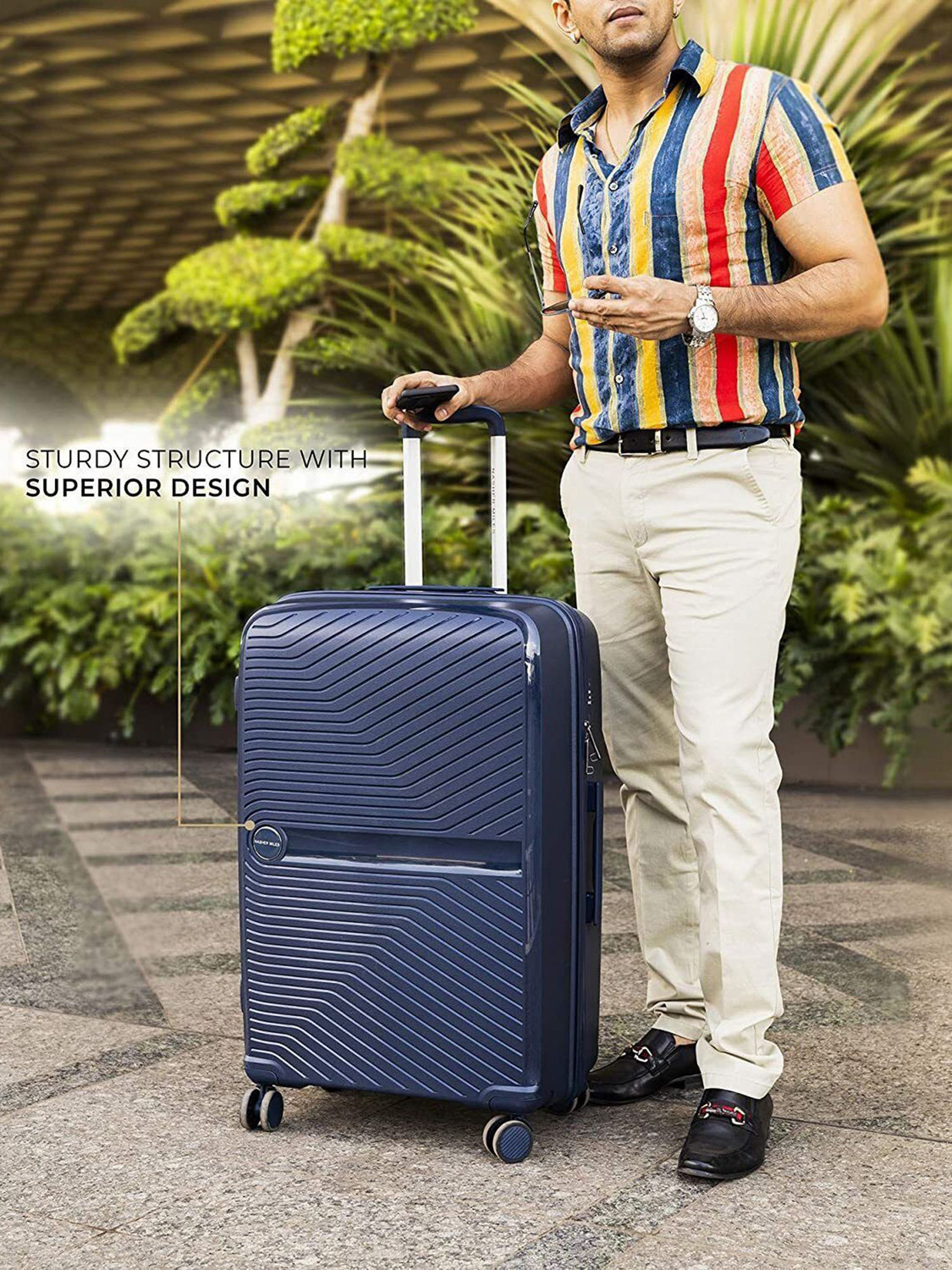 Image of NASHER MILES Bruges Hard-sided Luggage Set of 2 Navy Blue Trolley Bags (65 & 75 Cm) Check-in Suitcase 8 Wheels - 28 inch