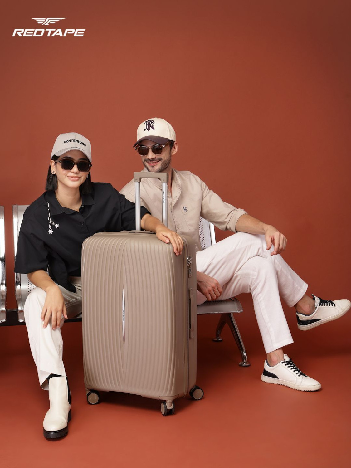 Image of Red Tape Unisex 100L Polypropylene Hard Trolley Bag Check-in Suitcase 8 Wheels - 28 inch