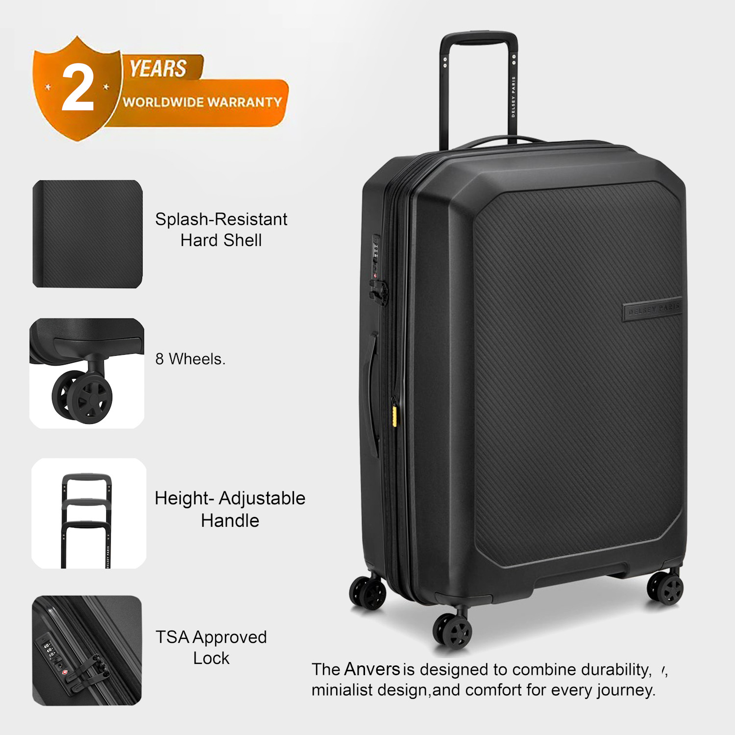 Image of DELSEY PARIS ANVERS Expandable Check-in Suitcase 8 Wheels - 28 Inch