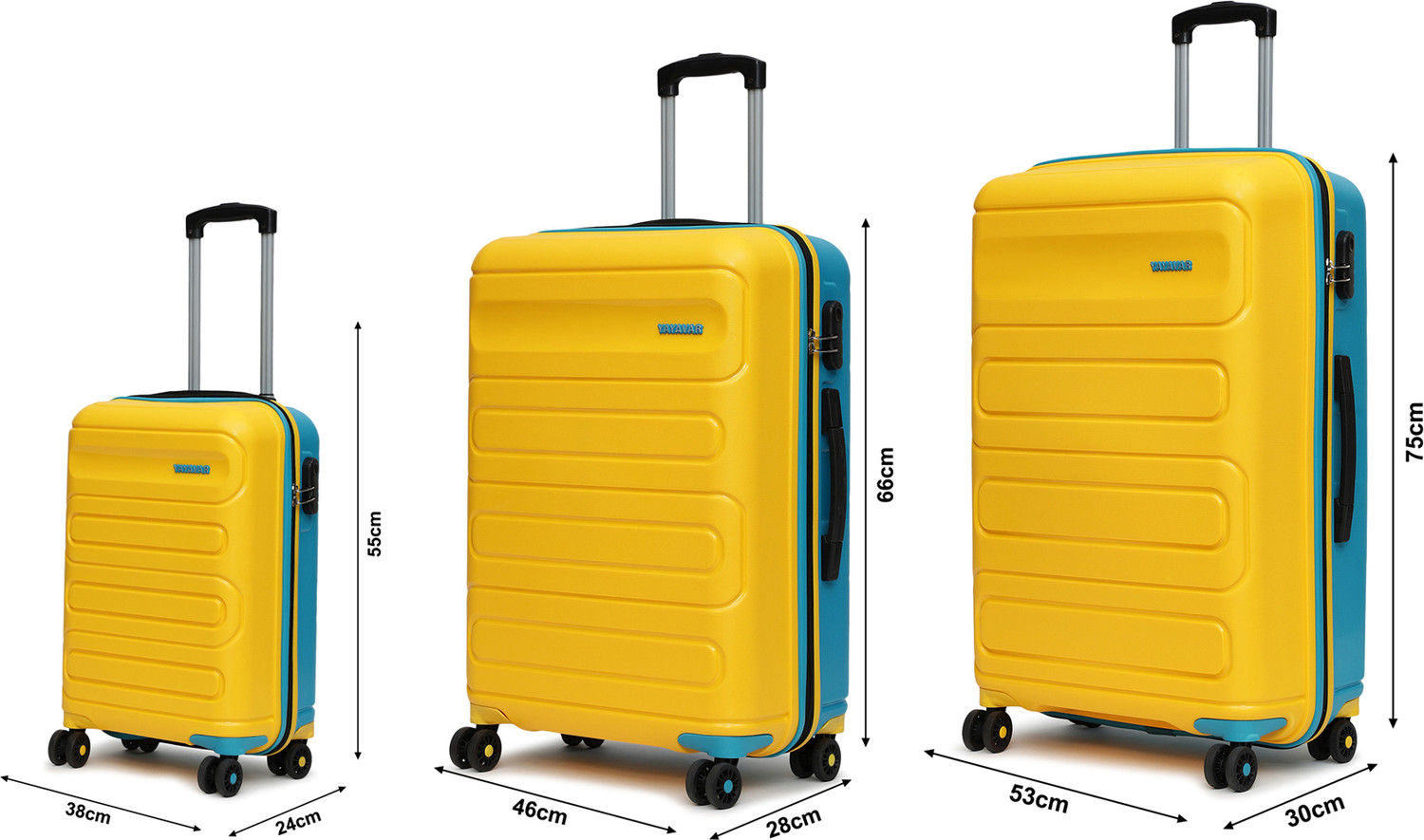 Image of YAYAVAR TOKYO REMIX FunColours UNBREAKABLE PREMIUM RANGE(5 YEARS INTERNATIONAL WARRANTY) Cabin & Check-in Set 8 Wheels - 28 inch