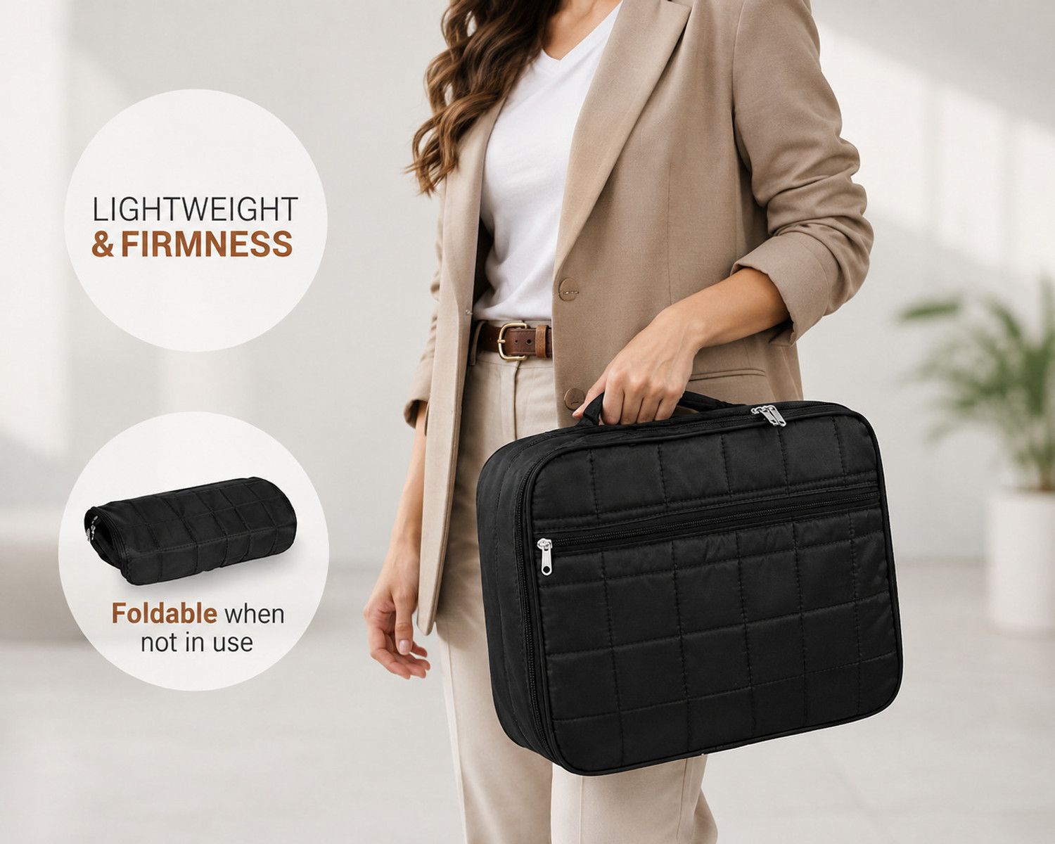 Image of Quality Creation folding suitcase Black Cabin Suitcase - 17 inch