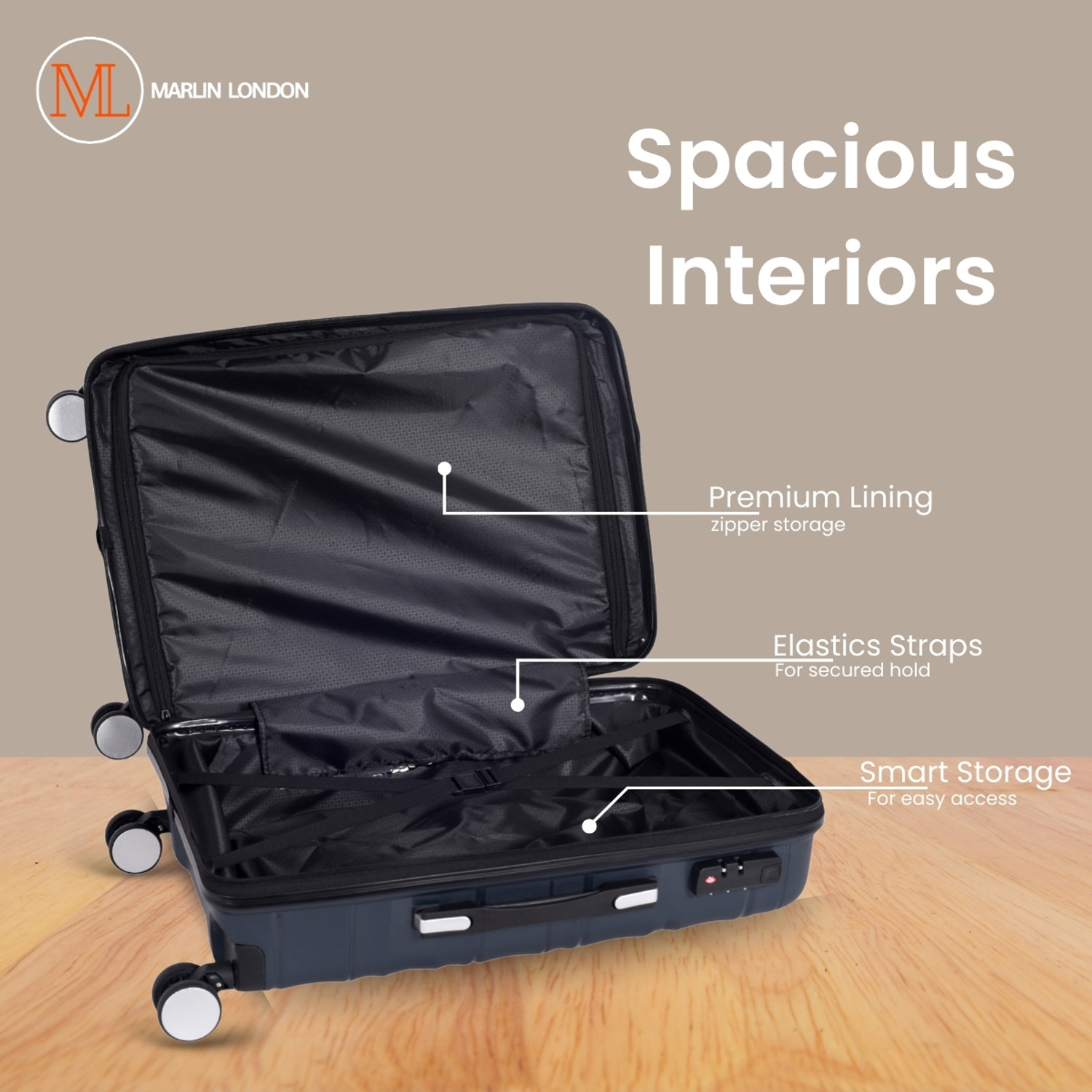 Image of Marlin London UDAAN Light-Weight & Durable Polyproylene Hard Luggage Check-in Suitcase 8 Wheels - 28 inch