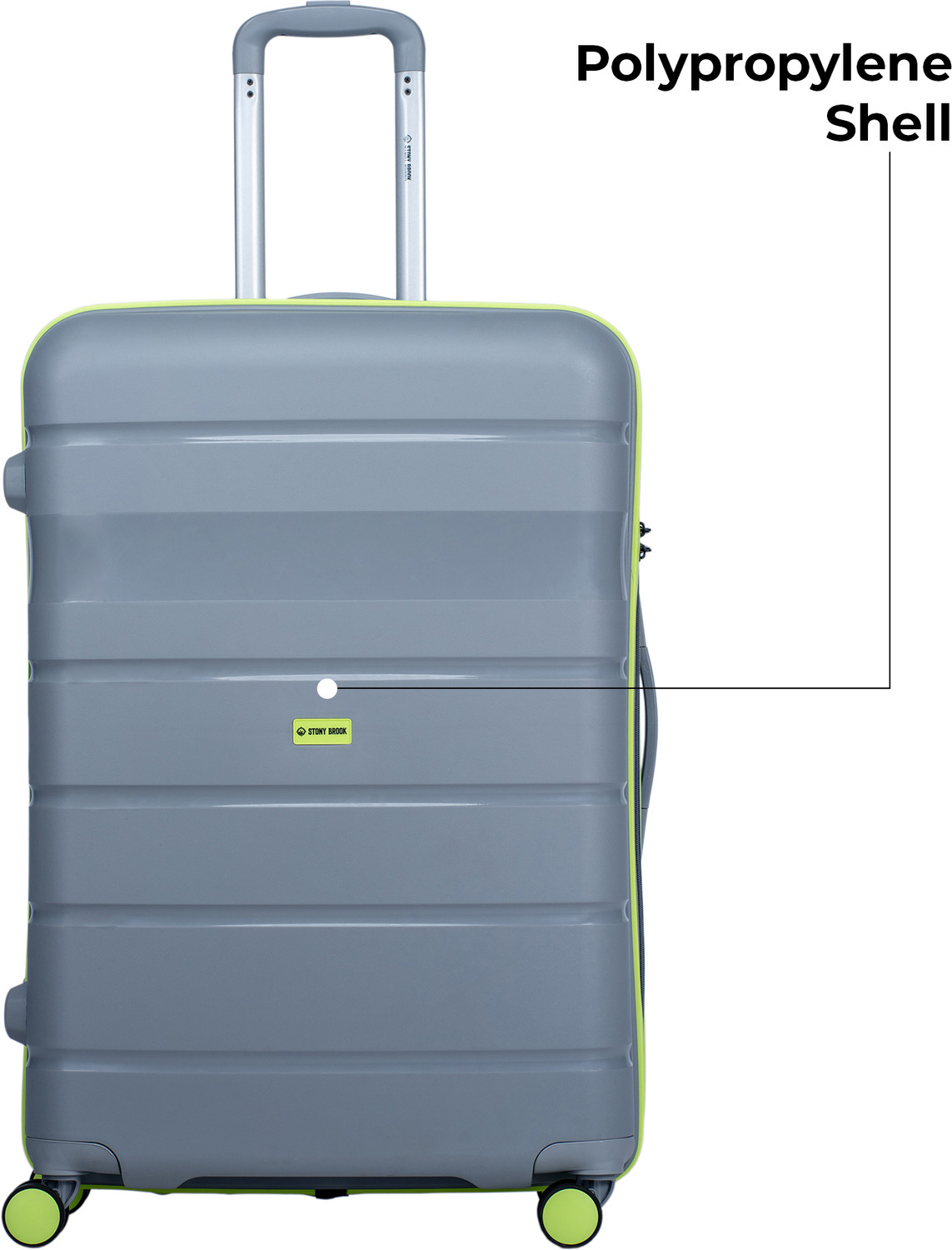 Image of Stony Brook by Nasher Miles Saturn HardSided Polypropylene Luggage Set of 2 Grey Trolley Bags (55 & 65 cm) Cabin & Check-in Set 8 Wheels - 24 inch