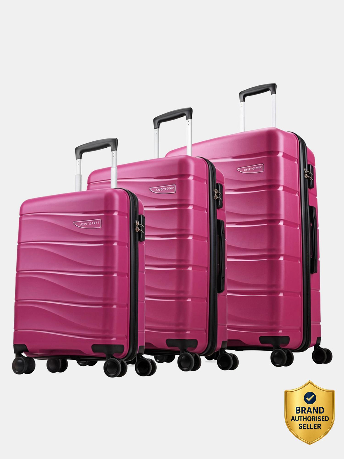 Image of ARISTOCRAT Hard Body Set of 3 Luggage 8 Wheels - Olympus 3 (Small 55cm | Medium 66cm | Large 77cm) - Trolley Bag - Pink