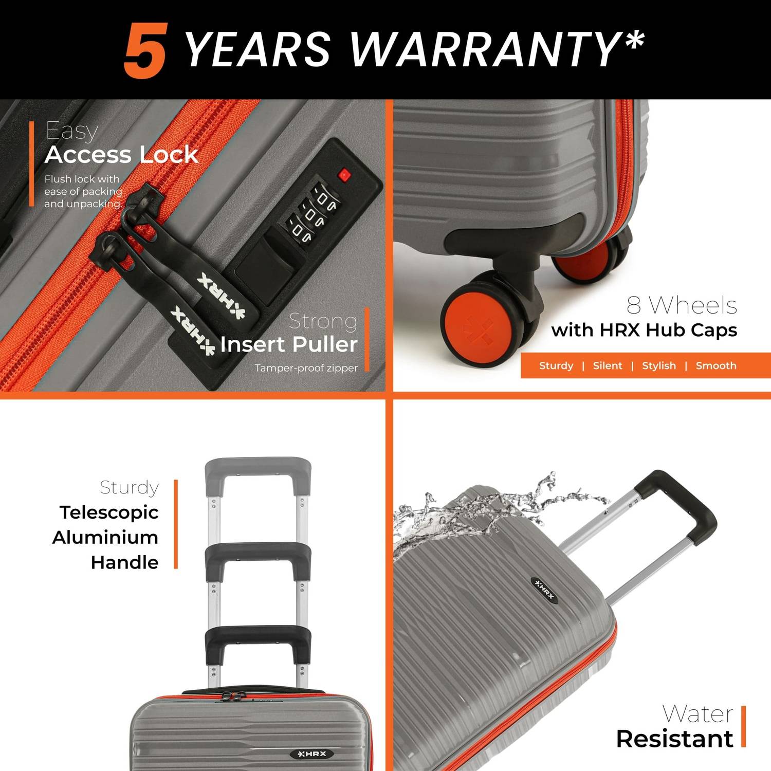 HRX by Hrithik Roshan Zanzibar Cabin Suitcase 8 Wheels - 22 inch