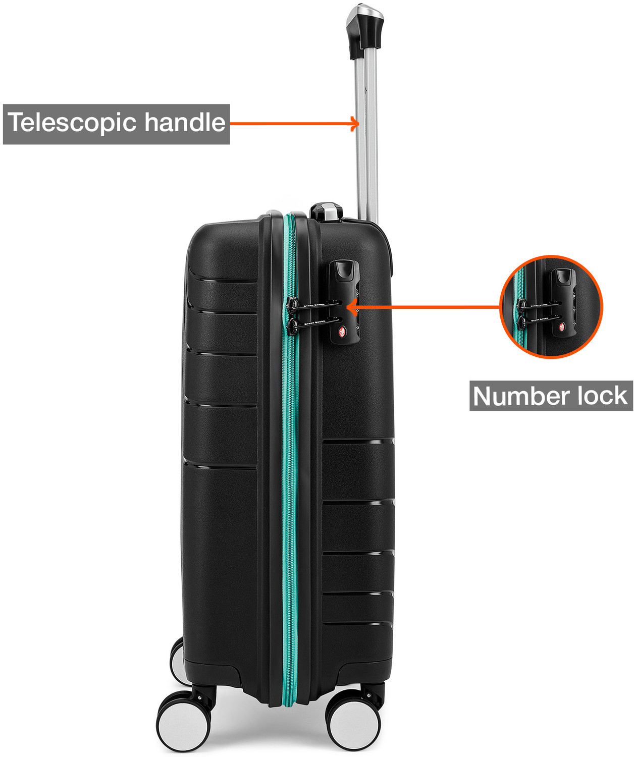 Image of Stony Brook by Nasher Miles Cascade Hard-Sided Polypropylene 55cm Spinner Trolley Bag for Travel Use Cabin Suitcase 8 Wheels - 20 inch