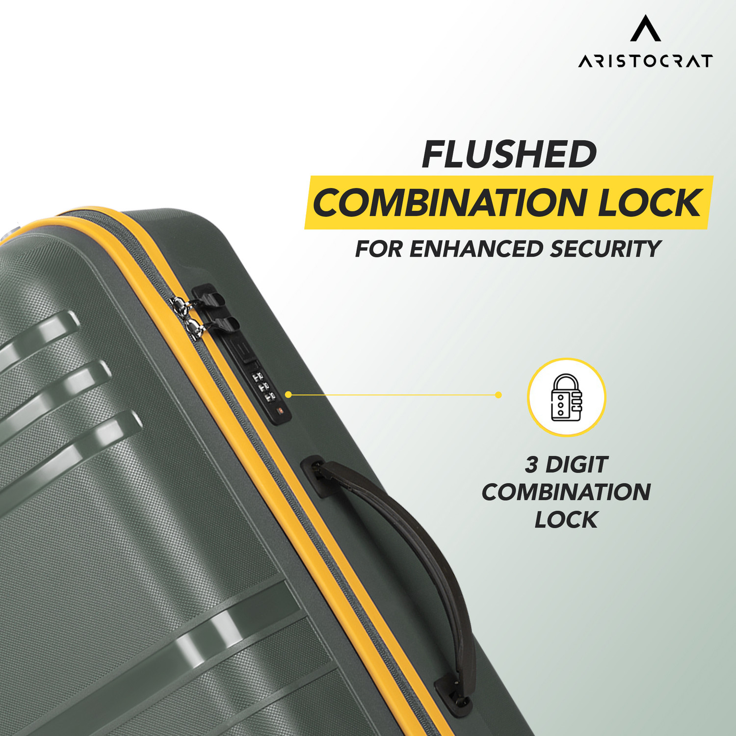 Image of ARISTOCRAT Airstop Max Hard Side Luggage | Trolley Bag With Flushed Combination Lock Check-in Suitcase 4 Wheels - 25 Inch
