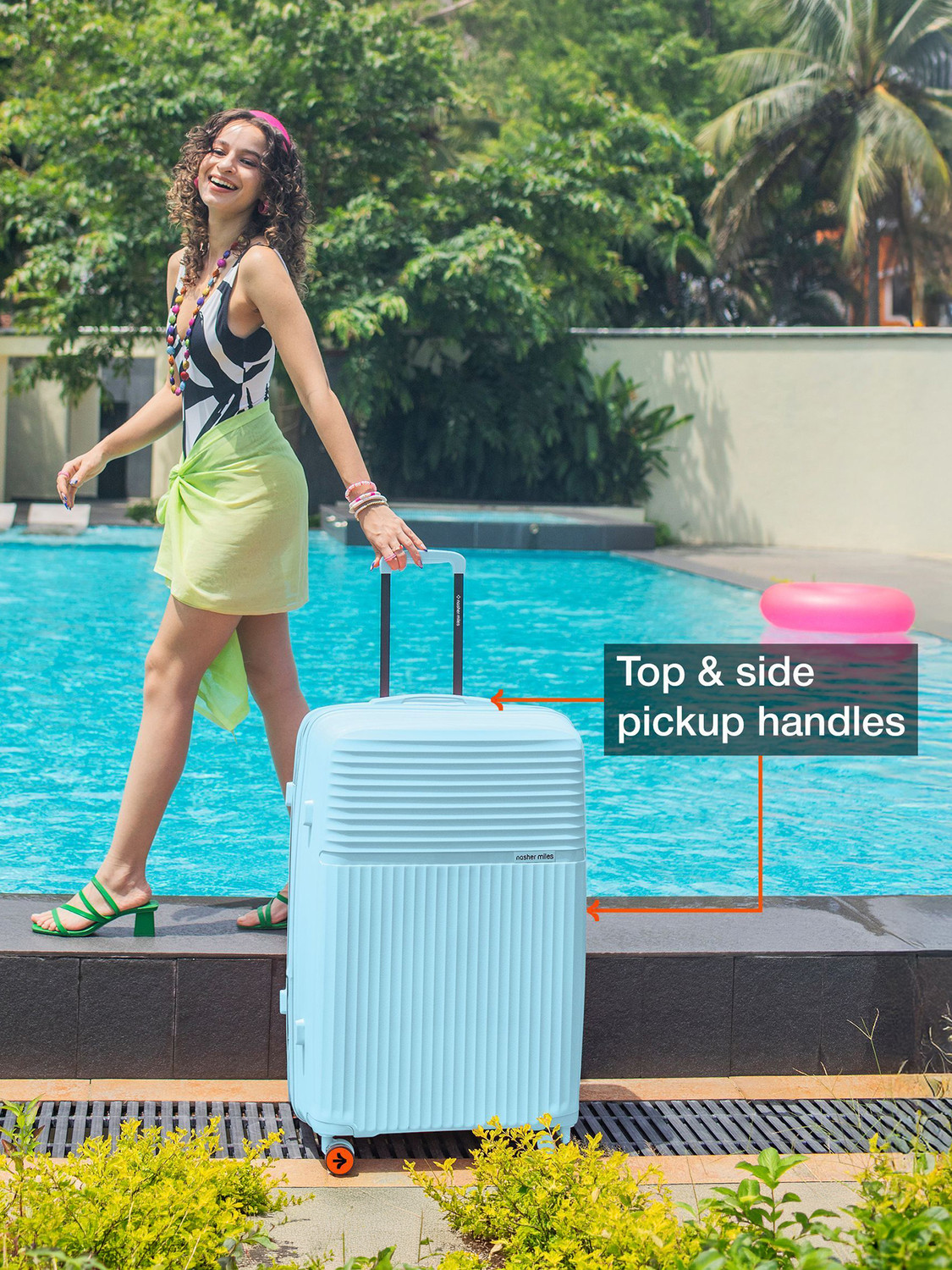 Image of NASHER MILES Krabi Expander Hardside Polypropylene Light Blue Trolley Bag(55,65&75cm) Expandable Cabin & Check-in Set 8 Wheels - 28 inch