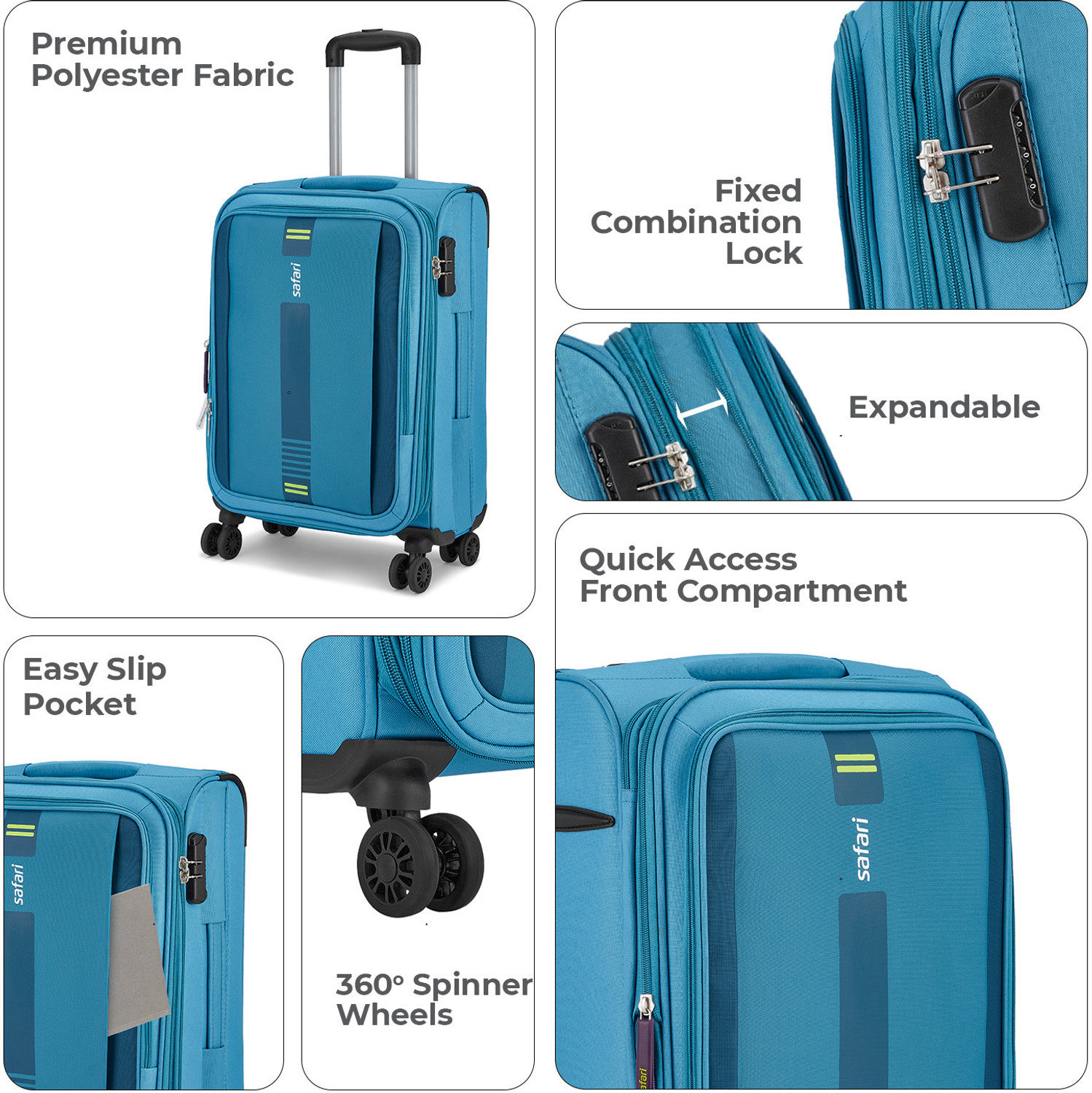 Image of SAFARI GAMMA NEO 65 4W TEAL Expandable Check-in Suitcase 4 Wheels - 26 Inches