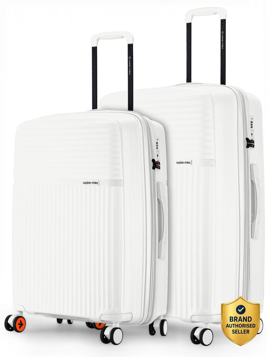 Image of NASHER MILES Krabi Expander Hardside Polypropylene White Trolley Bags (65 & 75 cm) Expandable Check-in Suitcase 8 Wheels - 28 inch