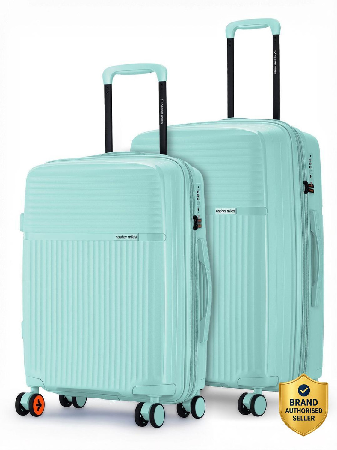 Image of NASHER MILES Krabi Expander Hardside Polypropylene Cool Mint Trolley Bags(55&65cm) Expandable Cabin & Check-in Set 8 Wheels - 24 inch
