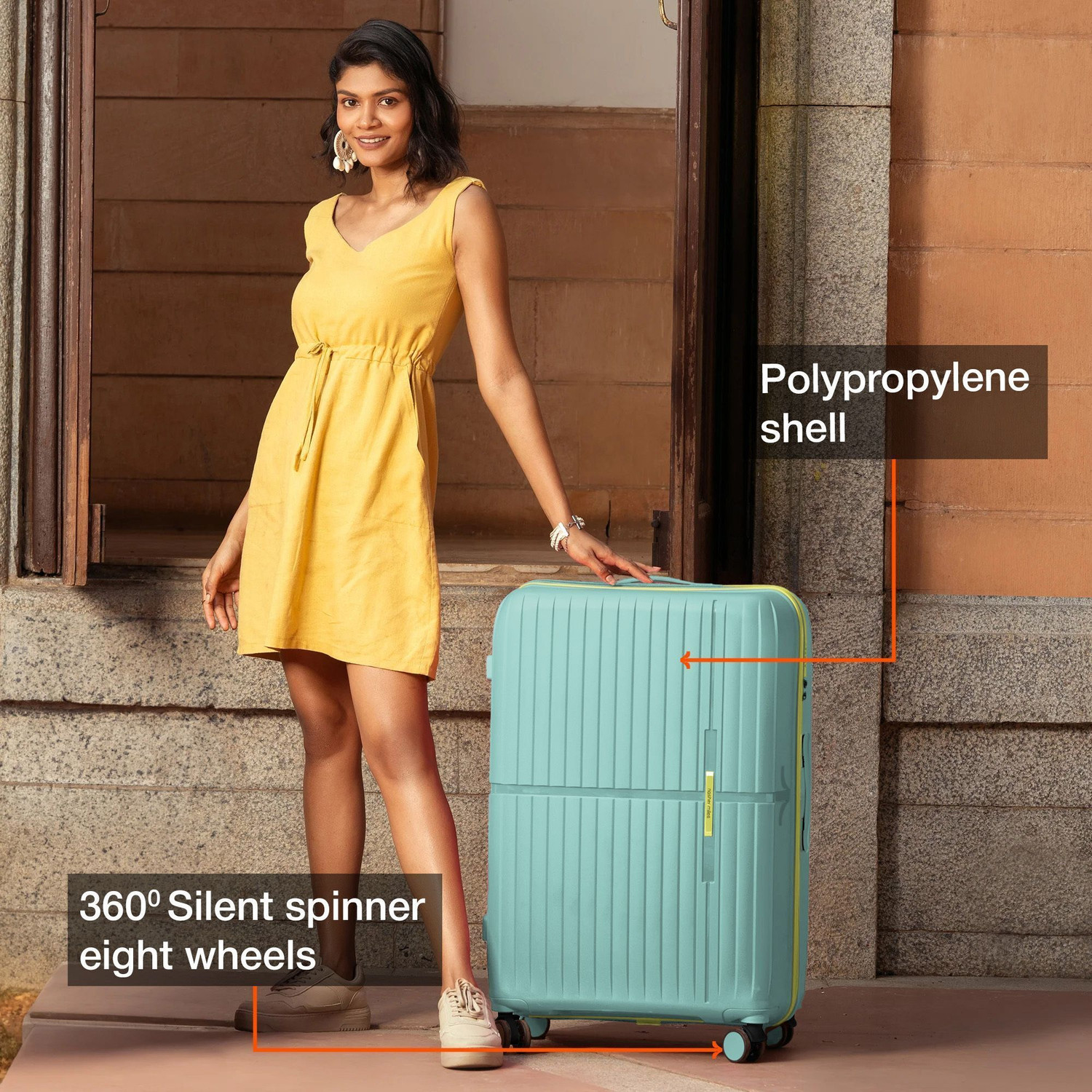 Image of NASHER MILES Springfield HardSide Polypropylene Set of 2 Cool Mint Trolley Bag(65&75cm) Check-in Suitcase 8 Wheels - 28 inch