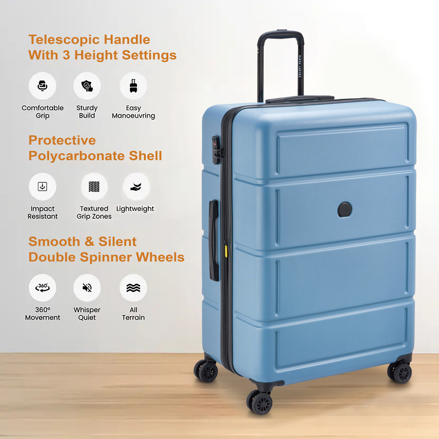 Image of DELSEY PARIS CAMELIA Expandable Check-in Suitcase 8 Wheels - 32 Inch